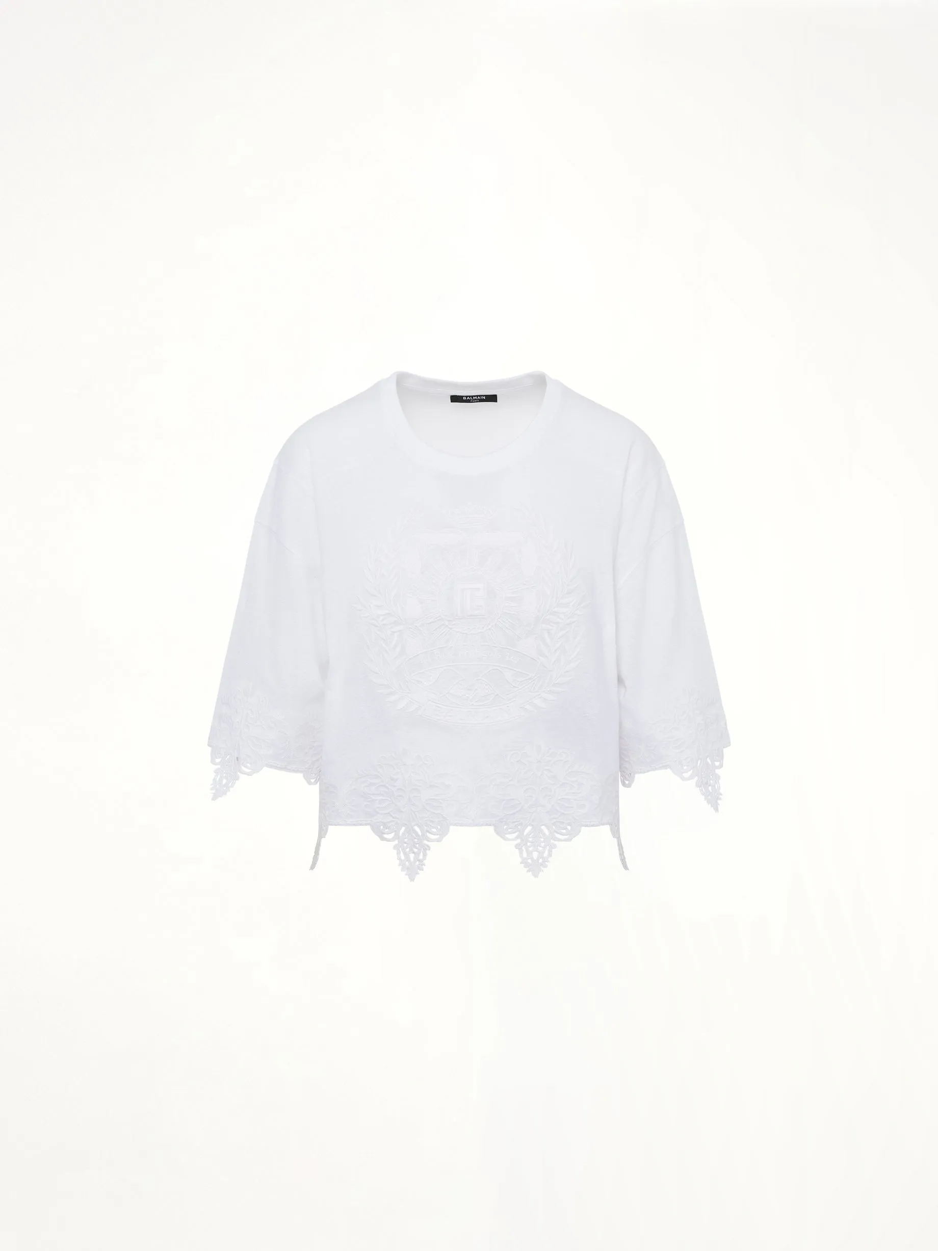 Balmain Emblem Baseball T-Shirt in White sold by MARAIS product image thumbnail 2