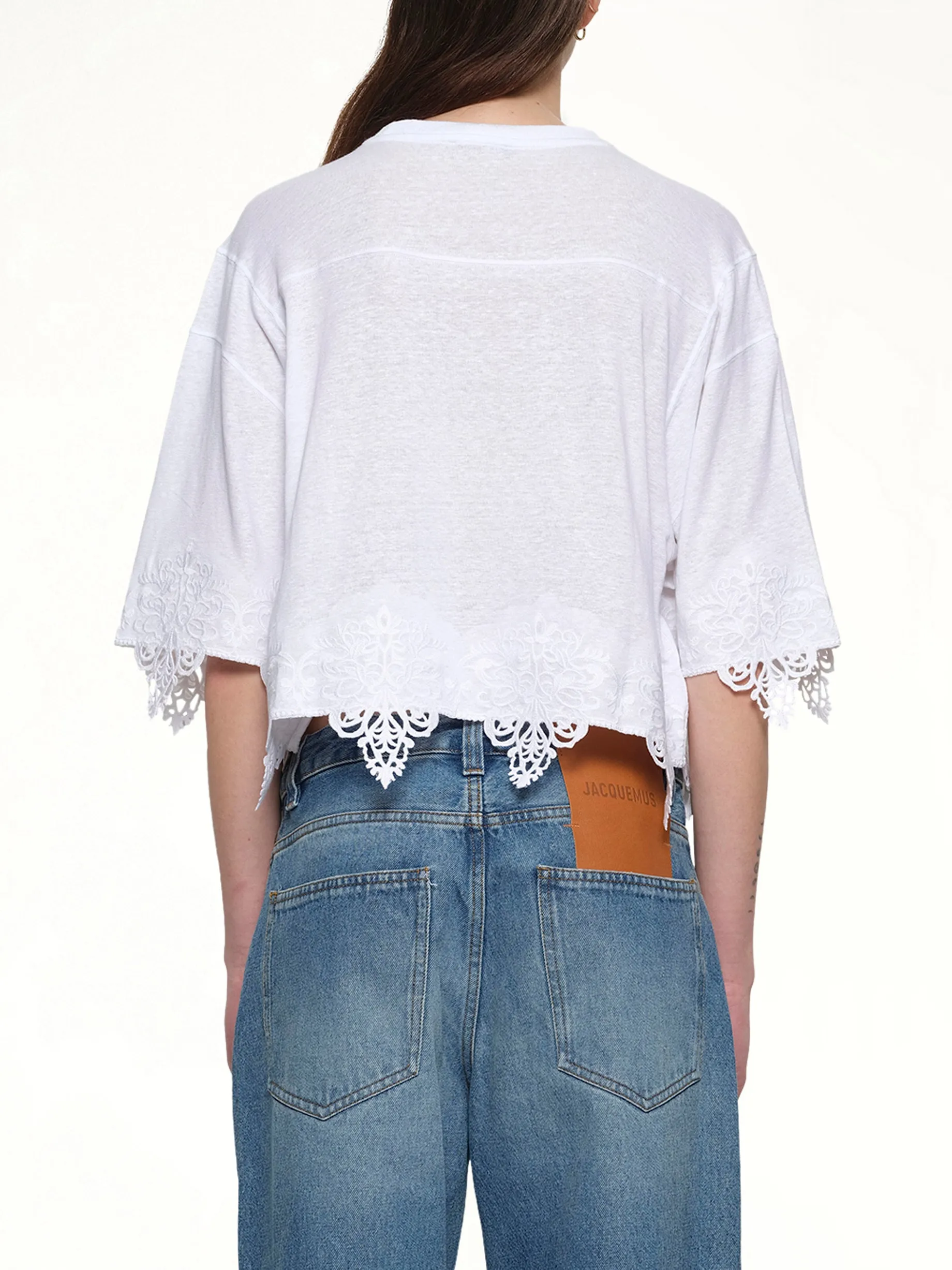 Balmain Emblem Baseball T-Shirt in White sold by MARAIS product image thumbnail 5