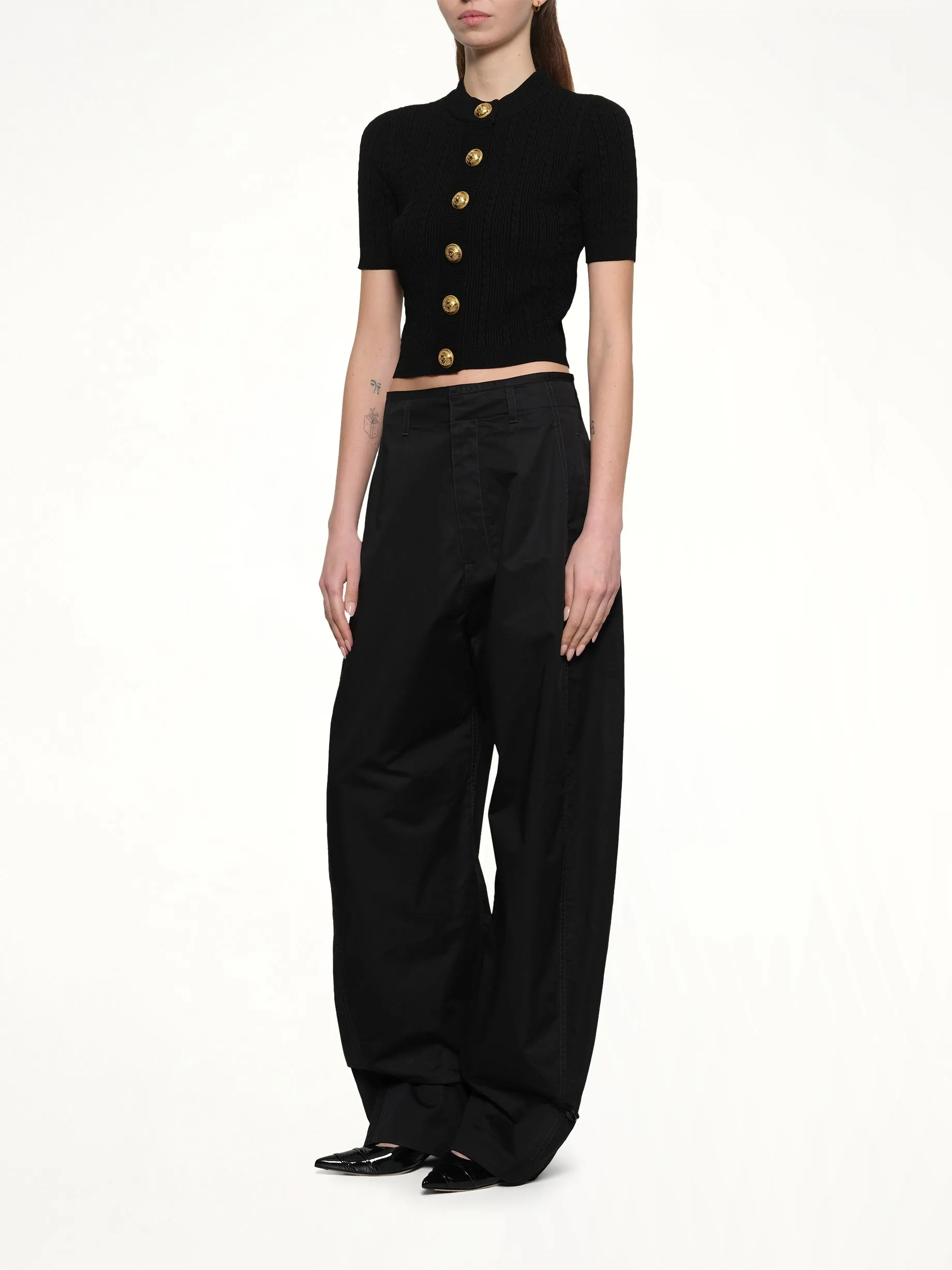 SS Buttoned Torsade Knit Cardigan in Black sold by MARAIS product image thumbnail 4