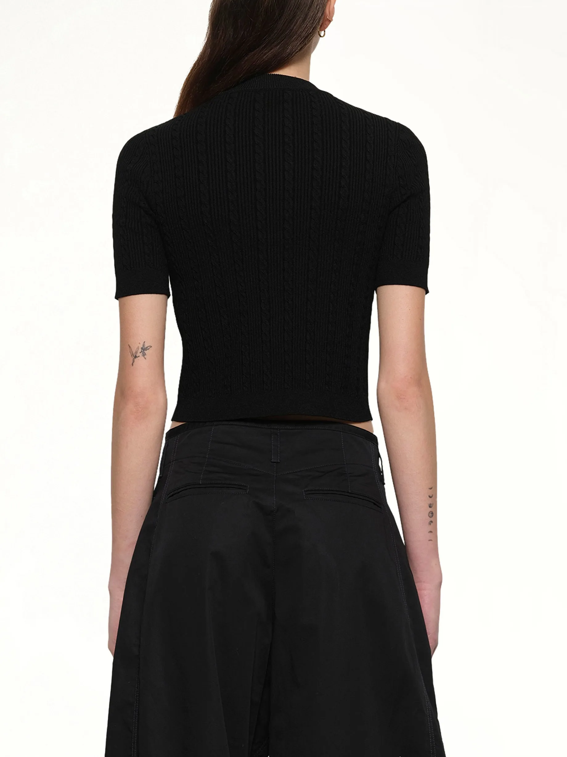 SS Buttoned Torsade Knit Cardigan in Black sold by MARAIS product image thumbnail 5