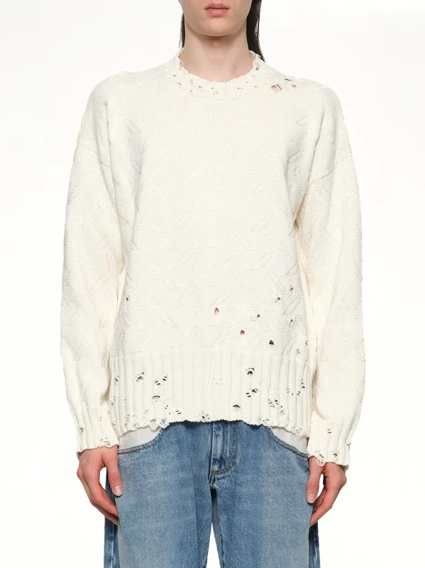 Logo Embroidery Knit Sweater in Lily White sold by MARAIS