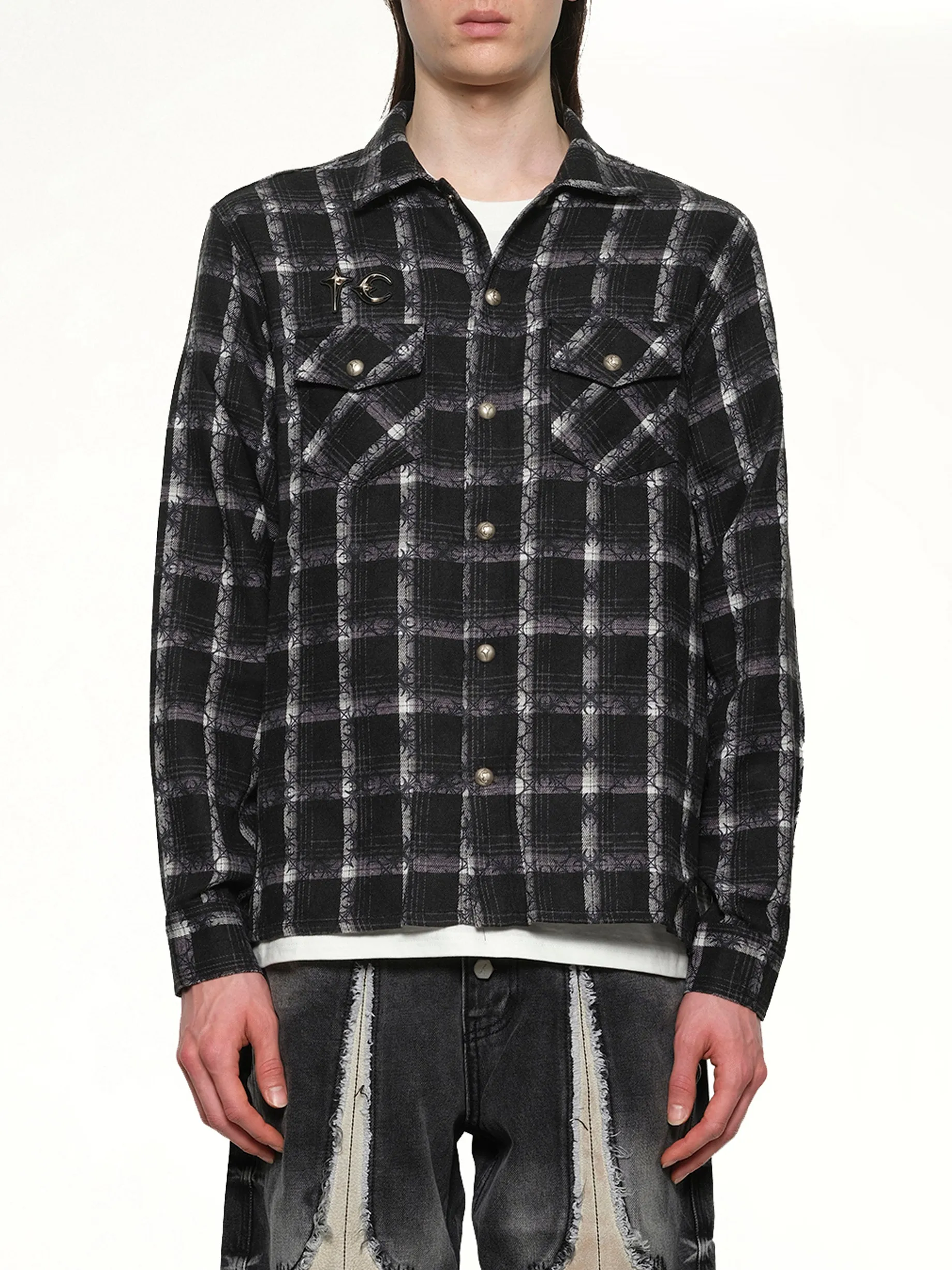 TC All Over Pattern Shirt in Black sold by MARAIS