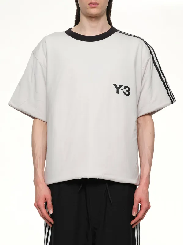 Padded Short Sleeve T-Shirt 3-Stripes in Grey sold by MARAIS