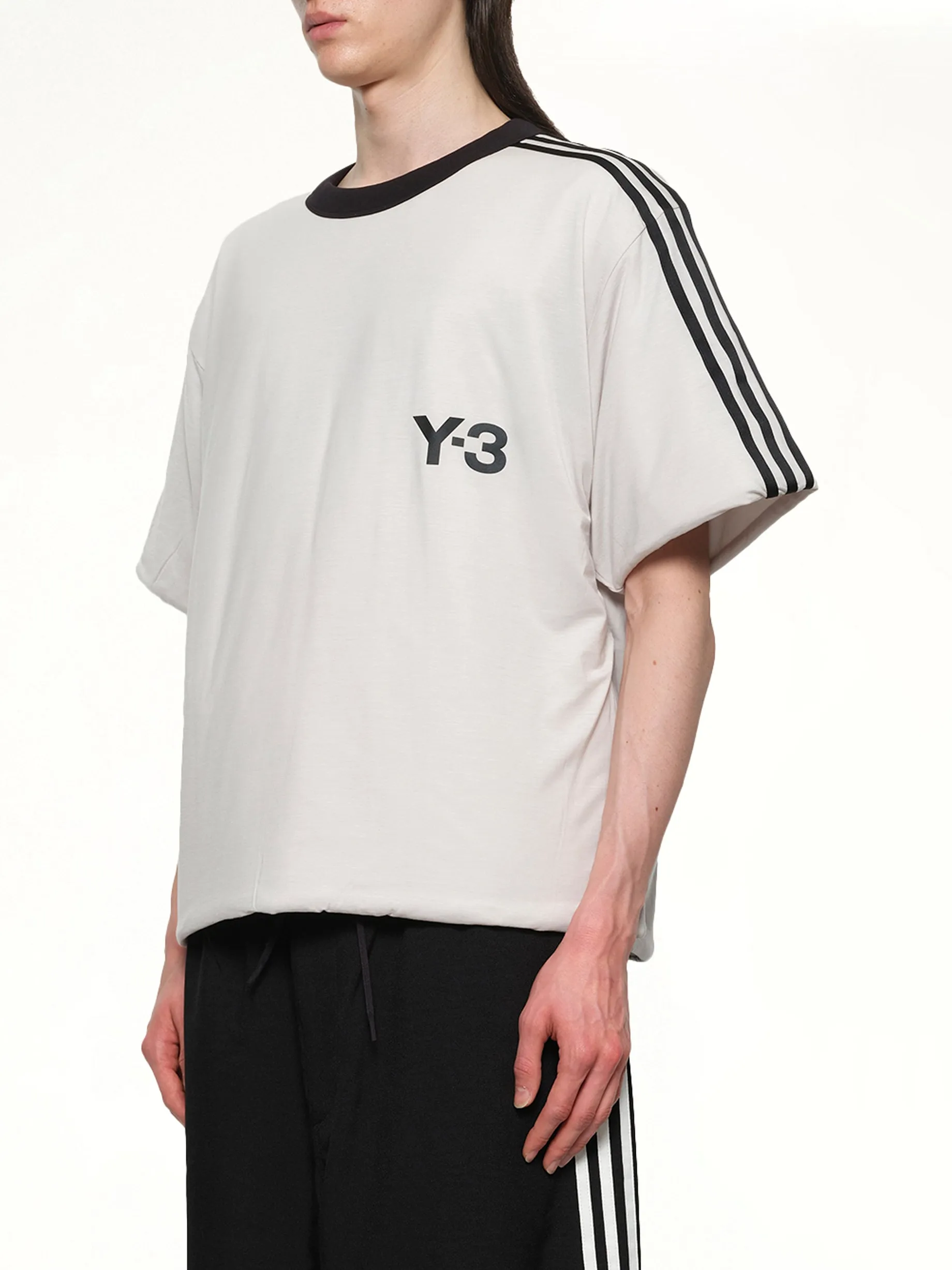 Padded Short Sleeve T-Shirt 3-Stripes in Grey sold by MARAIS product image thumbnail 3