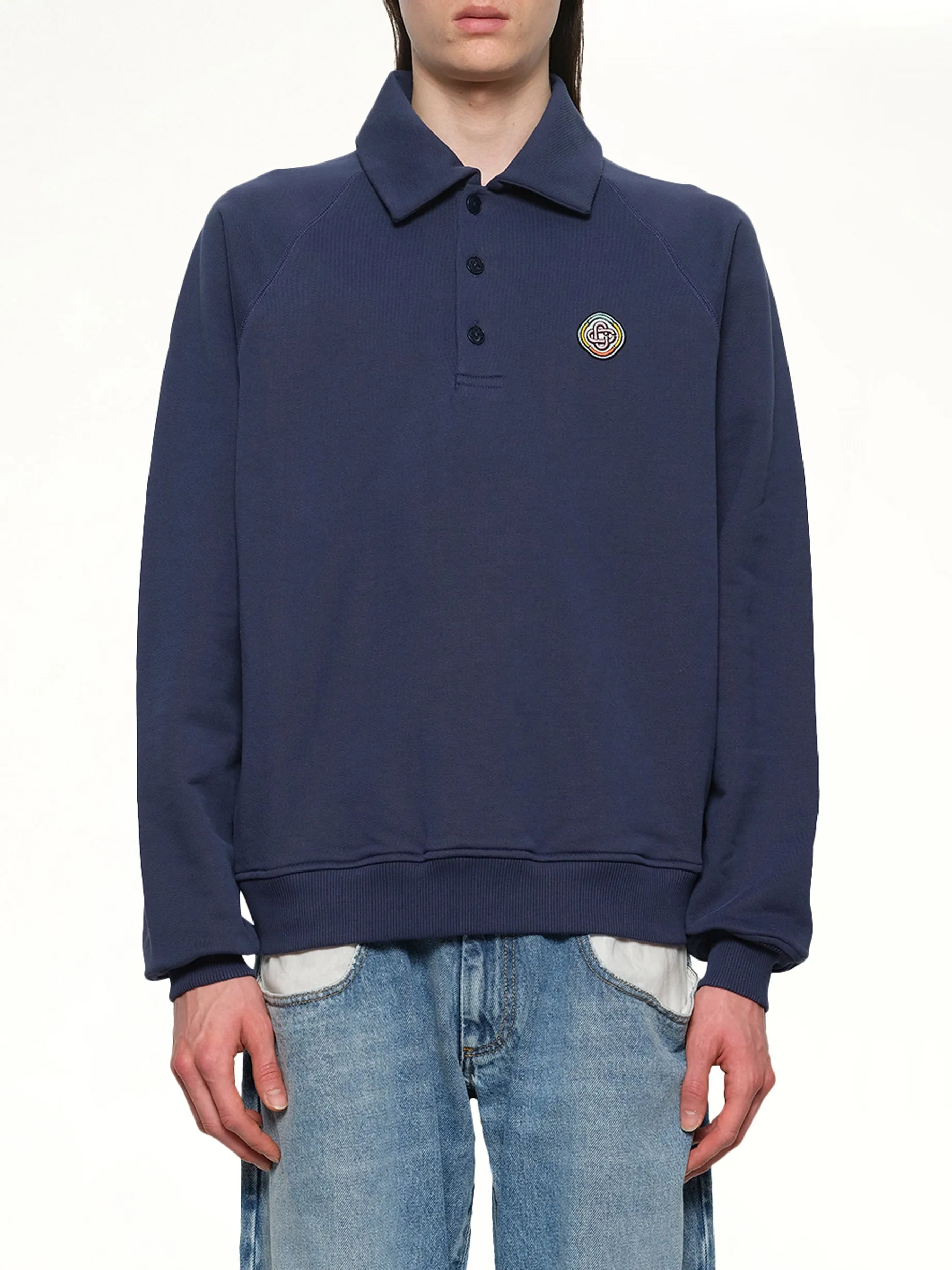Collar Sweatshirt in Navy sold by MARAIS