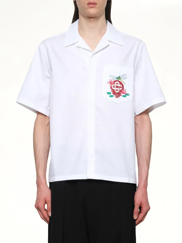 Dragonfly Floral Shirt in White made by Casablanca