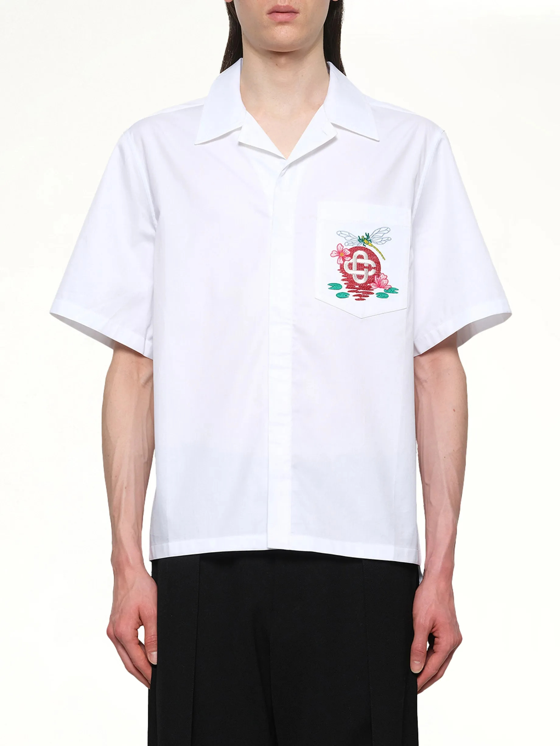 Dragonfly Floral Shirt in White sold by MARAIS