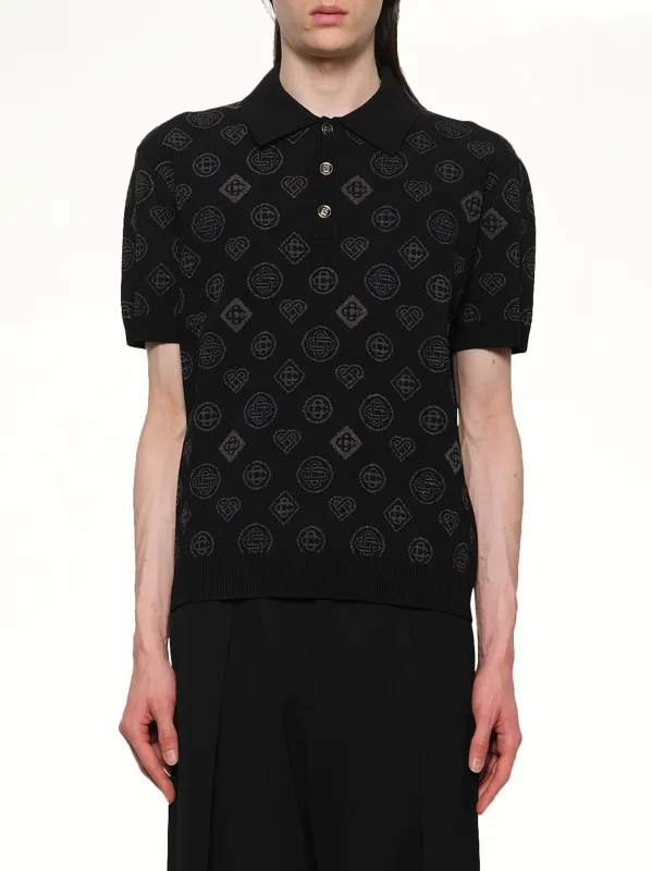 City Jacquard Polo in Black sold by MARAIS