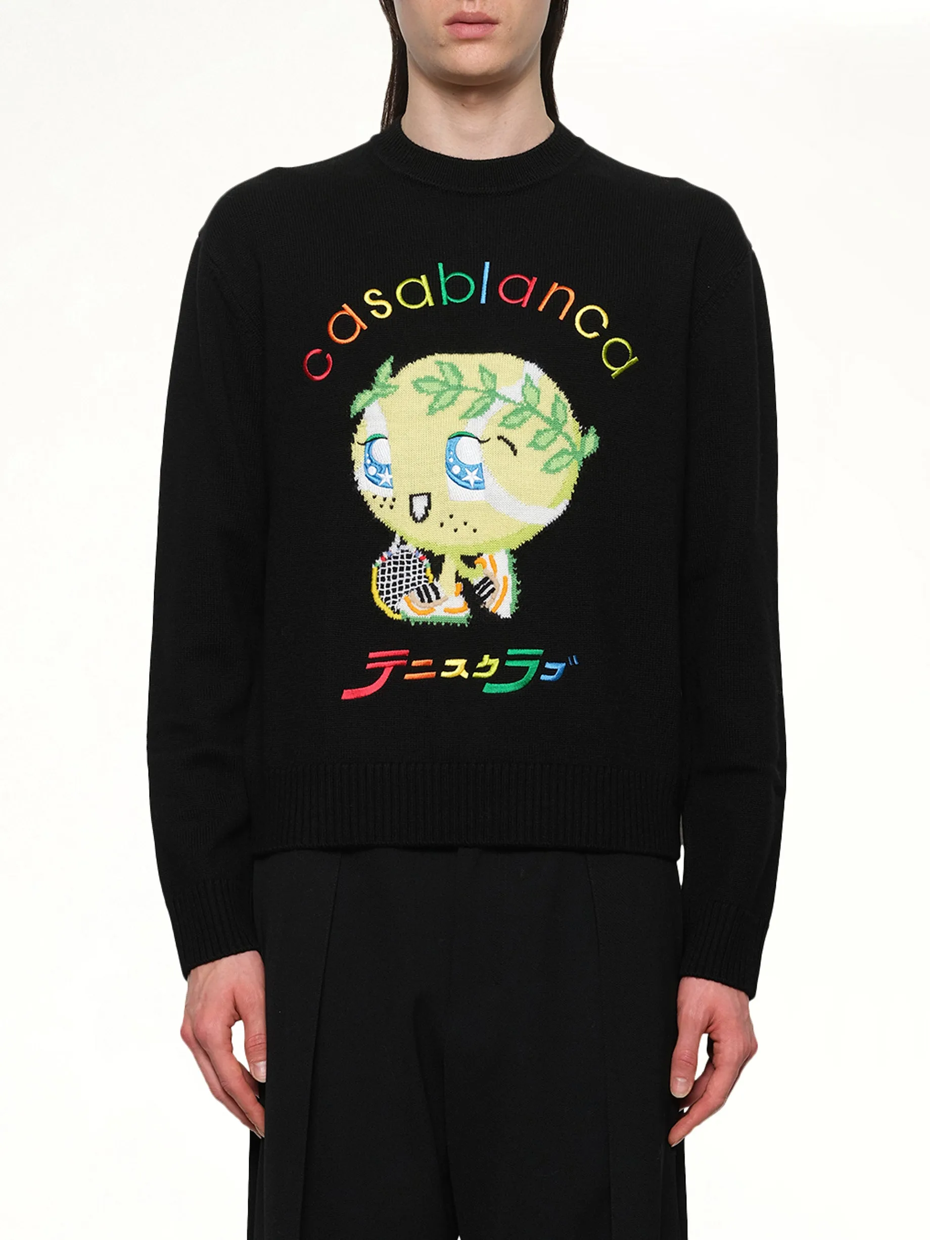 Kawaii Tennis Boy Knit Sweater in Black sold by MARAIS