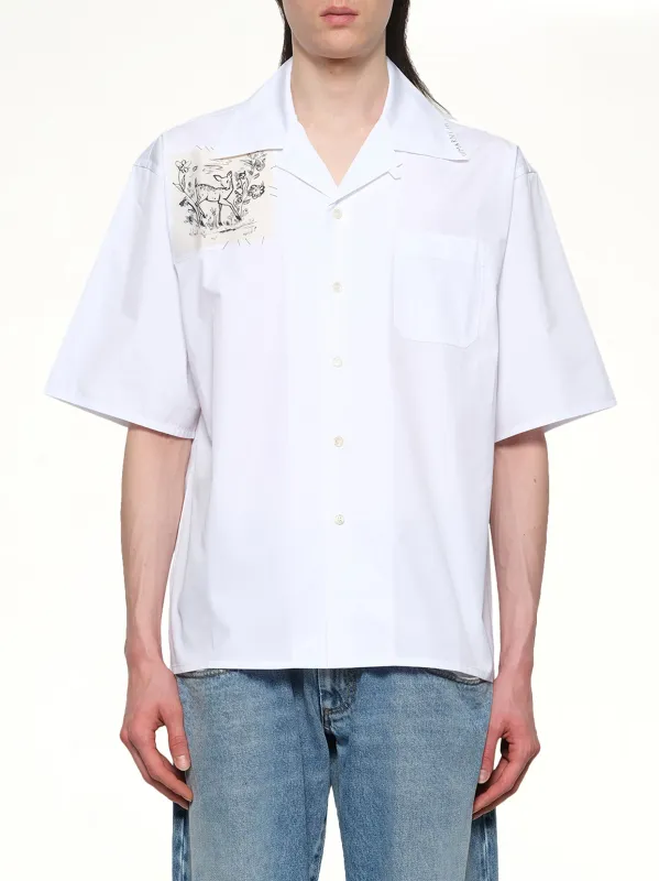 Cotton Poplin Short Sleeve Shirt in Lily White sold by MARAIS