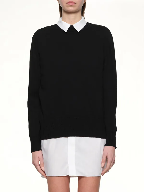 Poplin x Cotton Knit Dress in Black/Off White sold by MARAIS
