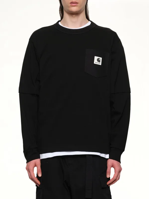 Carhartt WIP Cotton Jersey L/S T-Shirt in Black sold by MARAIS