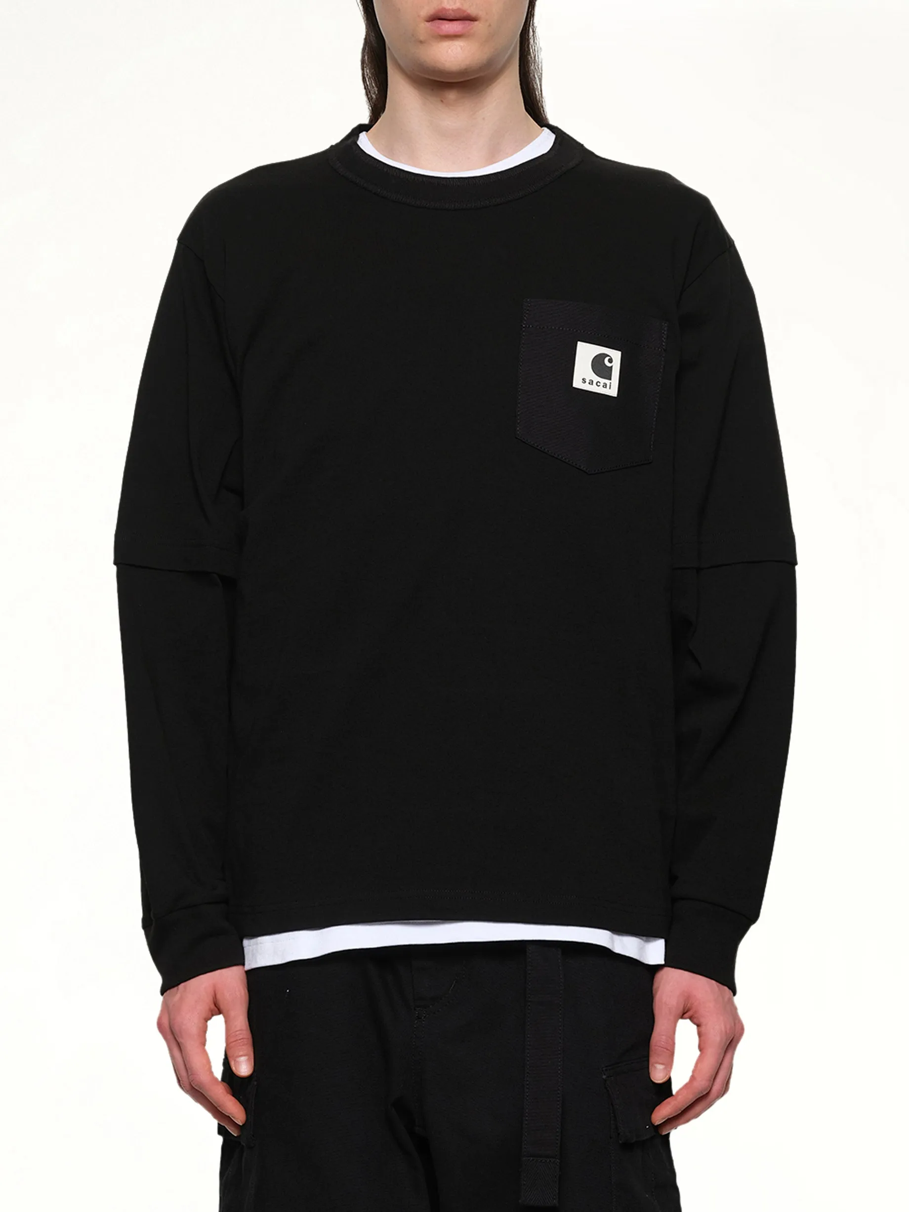 Carhartt WIP Cotton Jersey L/S T-Shirt in Black sold by MARAIS