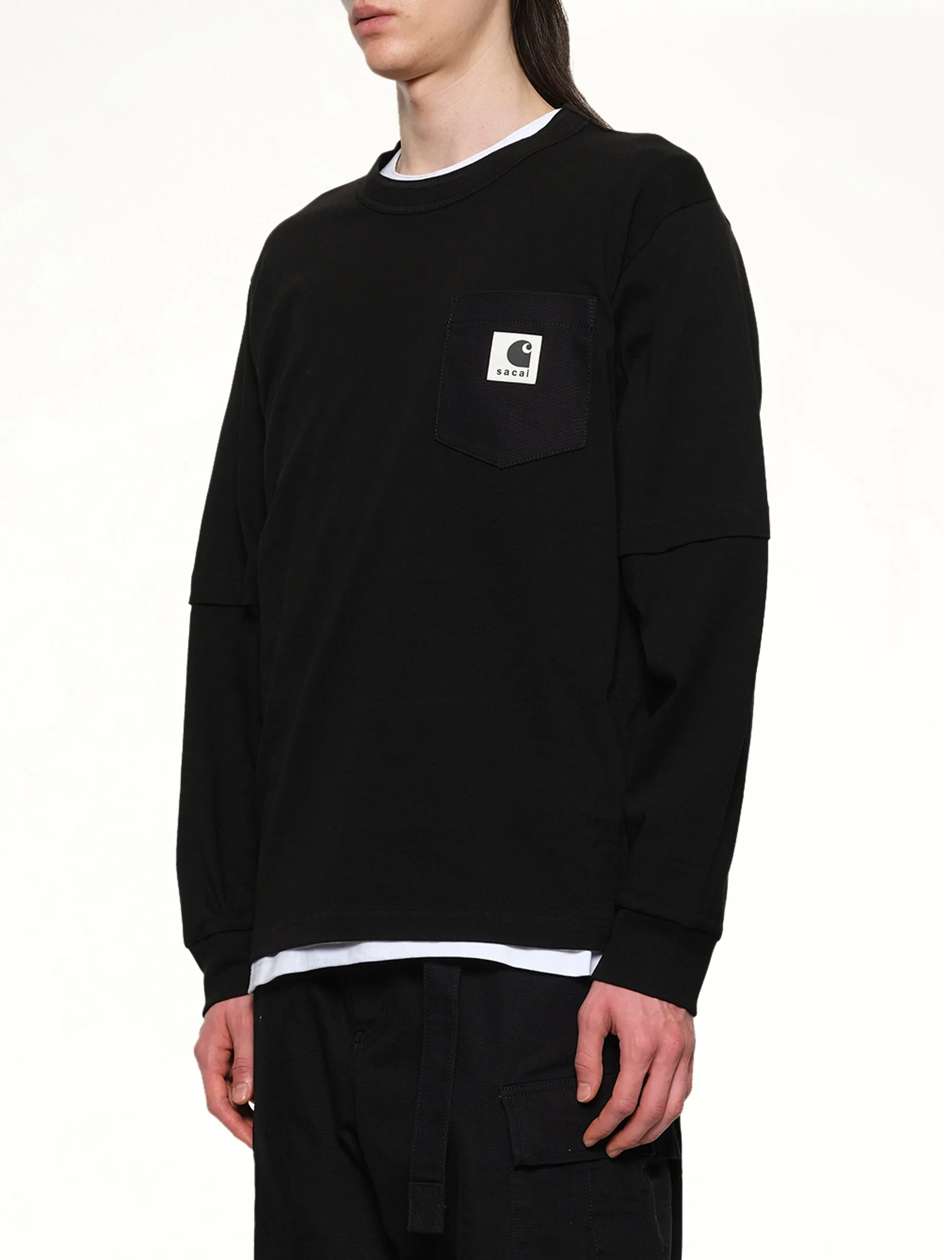 Carhartt WIP Cotton Jersey L/S T-Shirt in Black sold by MARAIS product image thumbnail 3