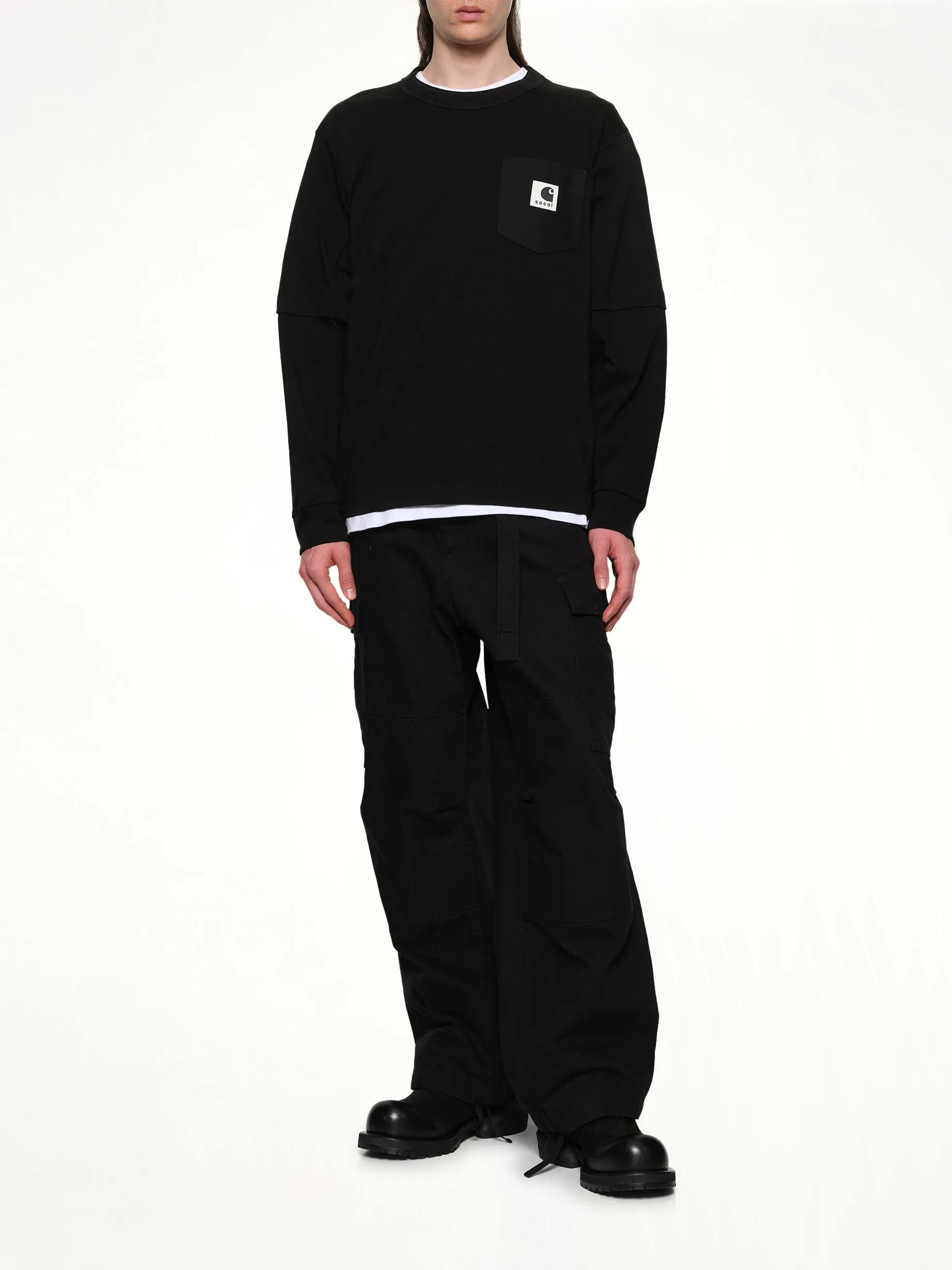Carhartt WIP Cotton Jersey L/S T-Shirt in Black sold by MARAIS product image thumbnail 4