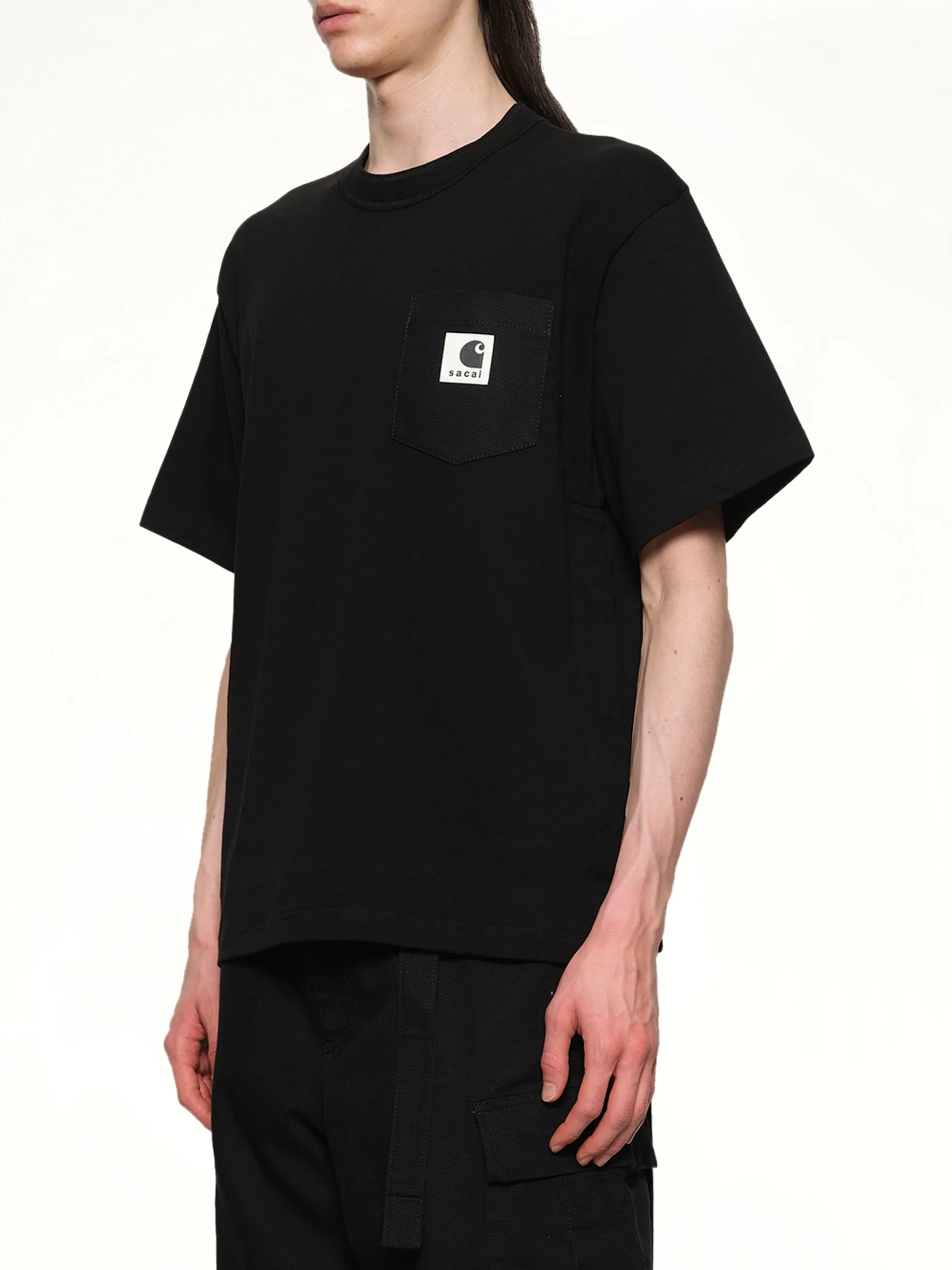 Carhartt WIP Cotton Jersey T-Shirt in Black sold by MARAIS product image thumbnail 3