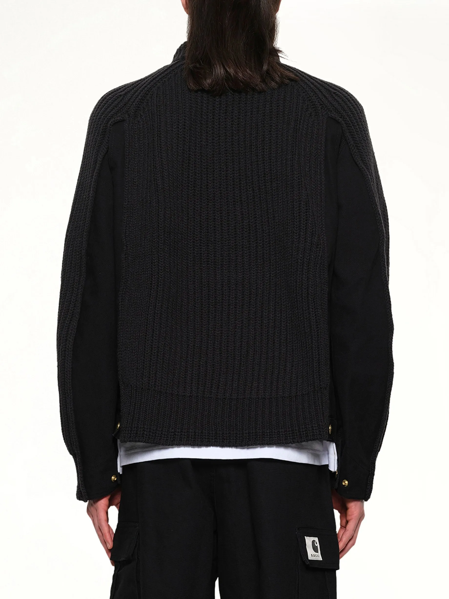 Carhartt WIP Washed Duck x Wool Knit Blouson in Black sold by MARAIS product image thumbnail 5