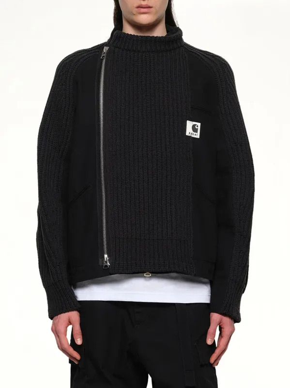 Carhartt WIP Washed Duck x Wool Knit Blouson in Black sold by MARAIS