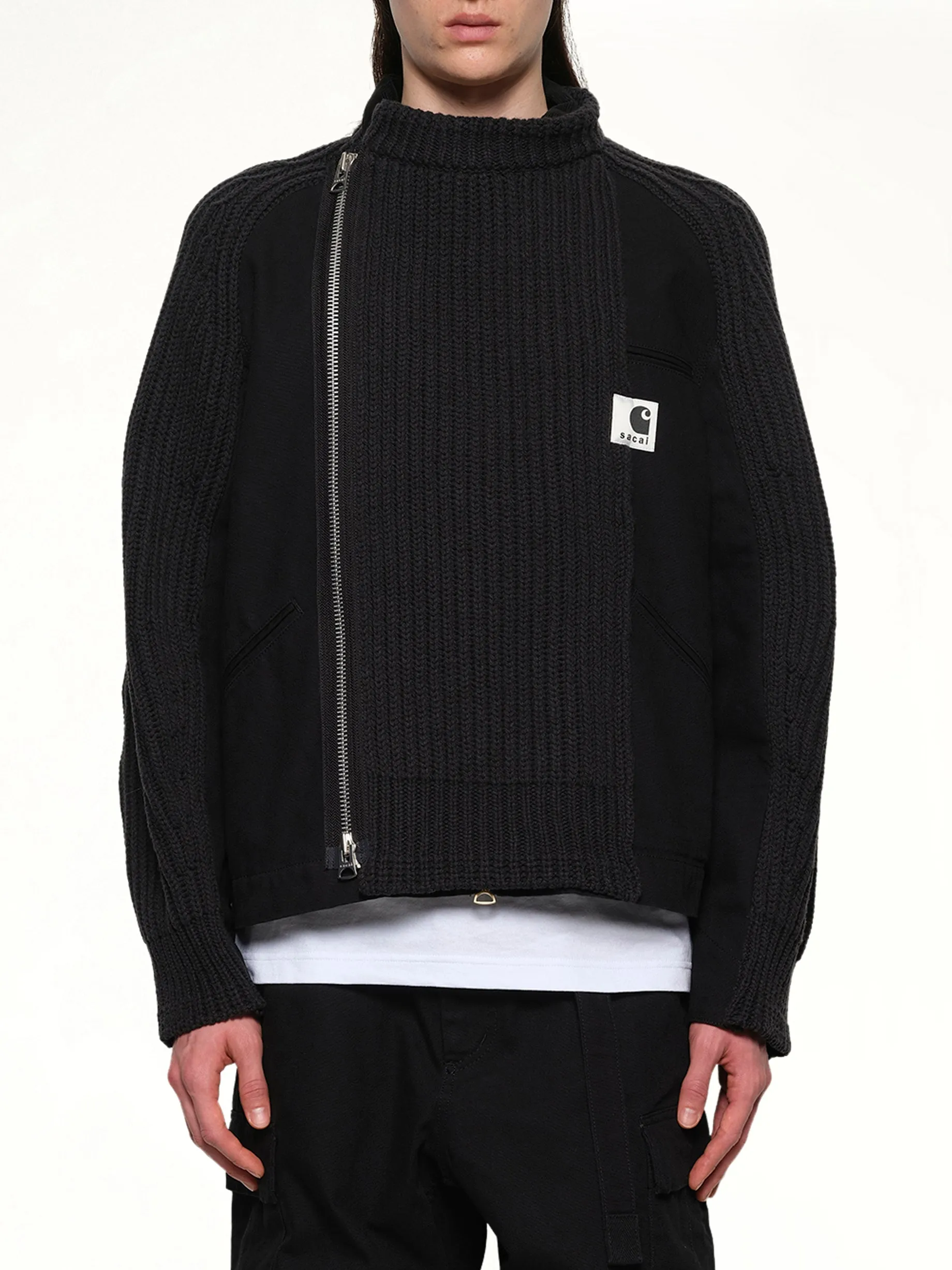 Carhartt WIP Washed Duck x Wool Knit Blouson in Black sold by MARAIS