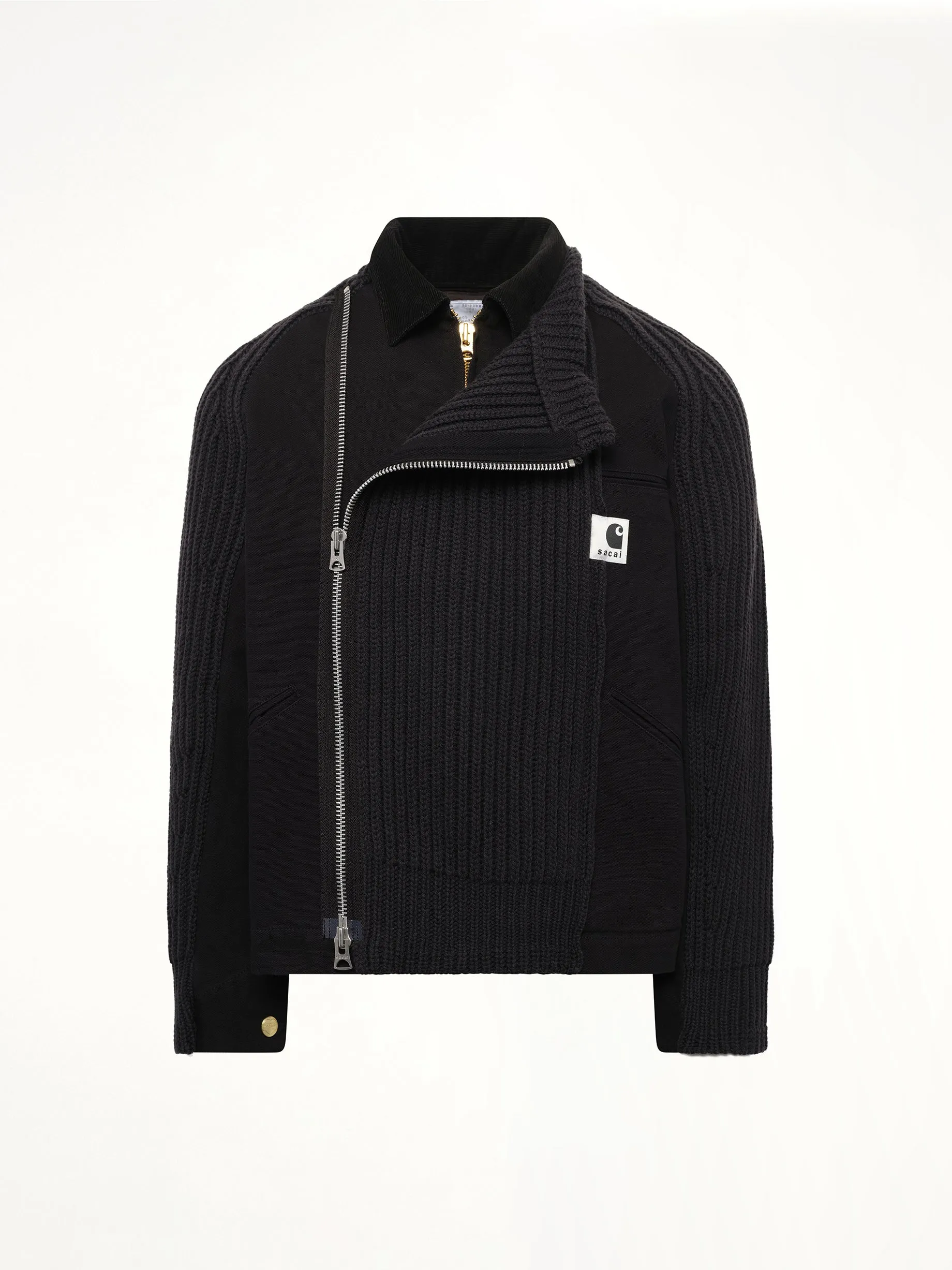 Carhartt WIP Washed Duck x Wool Knit Blouson in Black sold by MARAIS product image thumbnail 2