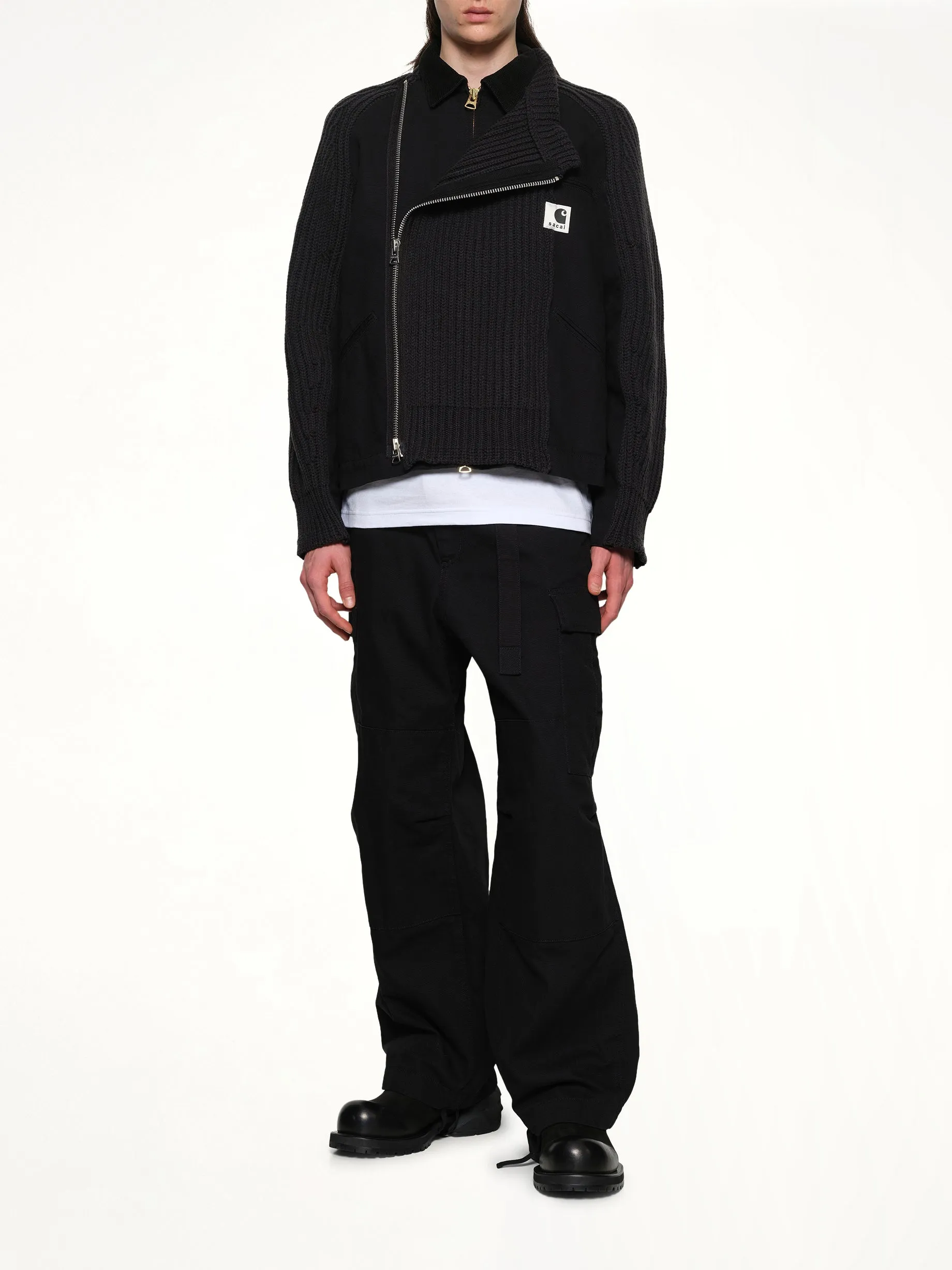 Carhartt WIP Washed Duck x Wool Knit Blouson in Black sold by MARAIS product image thumbnail 4