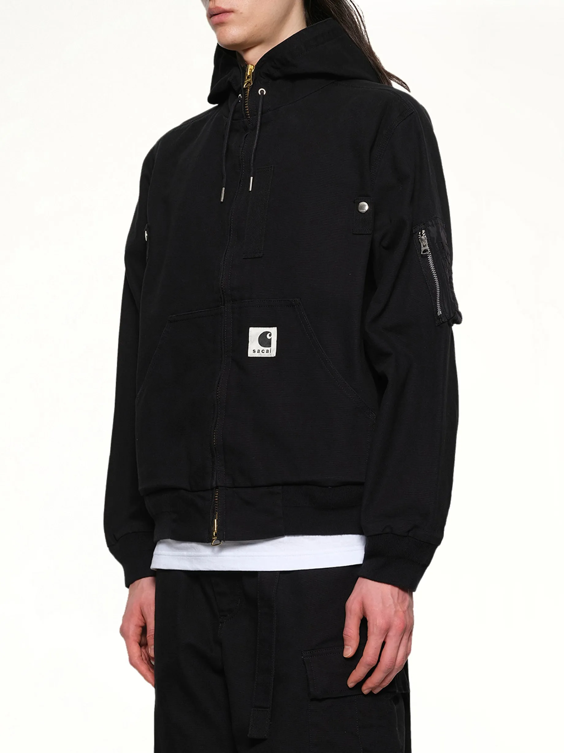 Carhartt WIP Washed Duck Hooded Blouson in Black sold by MARAIS product image thumbnail 3