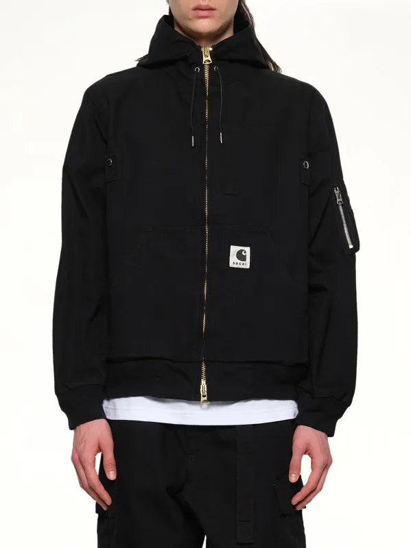 Carhartt WIP Washed Duck Hooded Blouson in Black made by Sacai