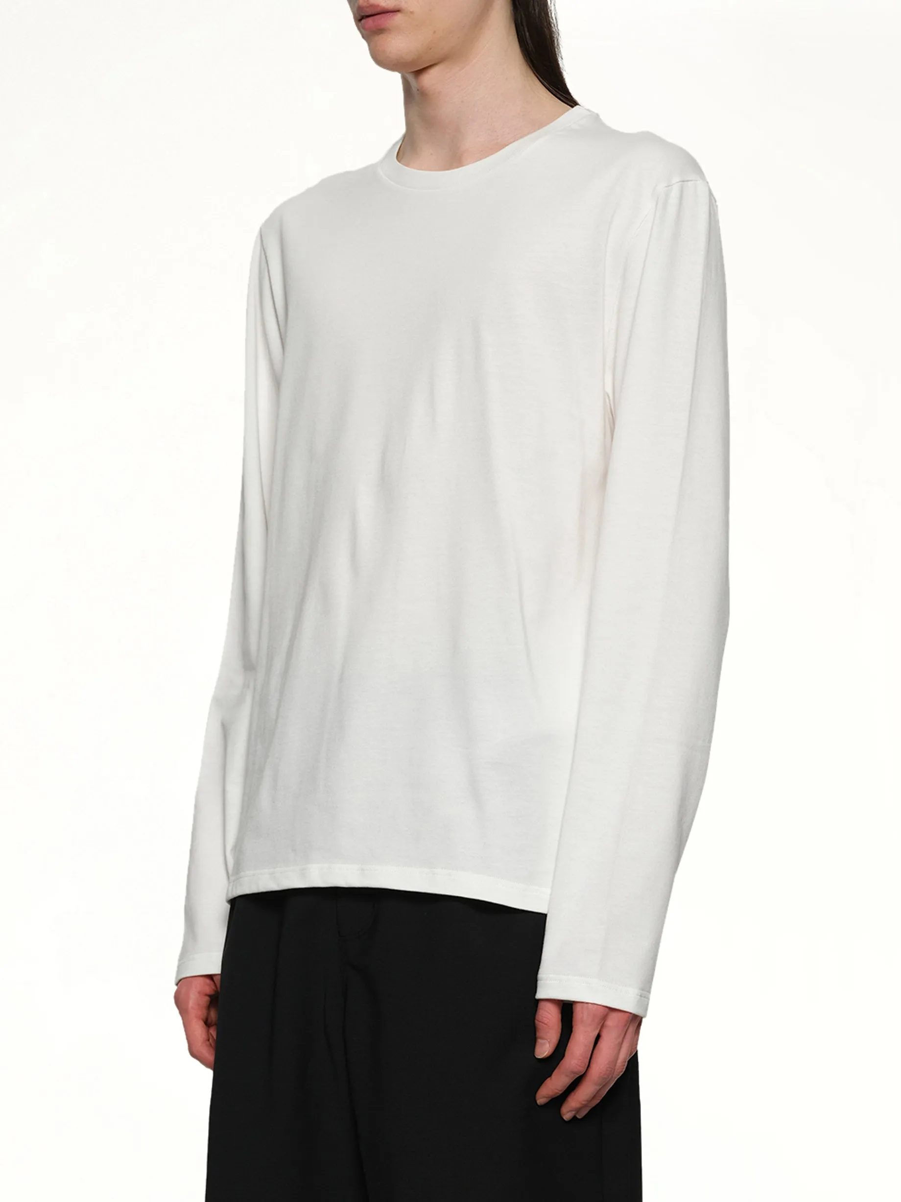 Leather Patch Long Sleeve T-Shirt in Porcelain sold by MARAIS product image thumbnail 3