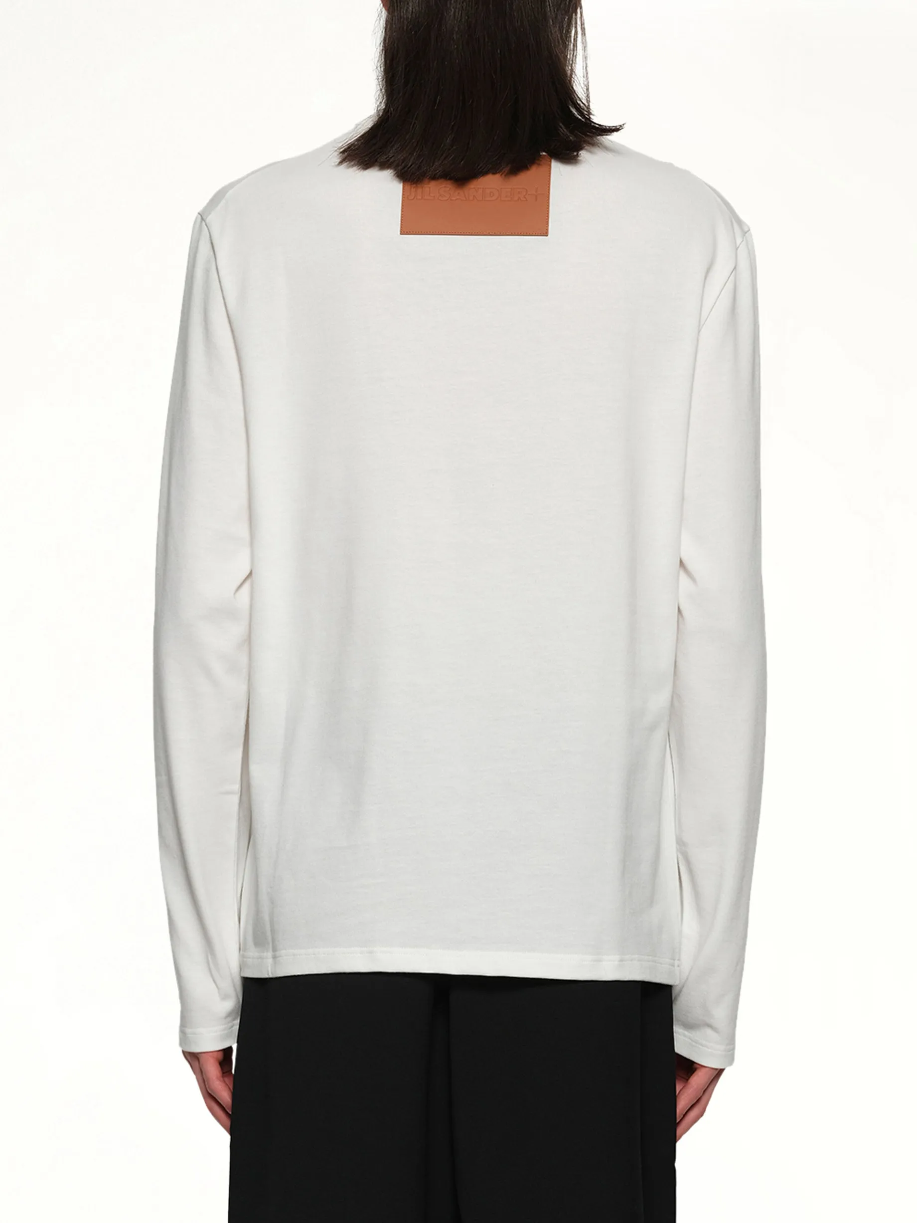 Leather Patch Long Sleeve T-Shirt in Porcelain sold by MARAIS product image thumbnail 5