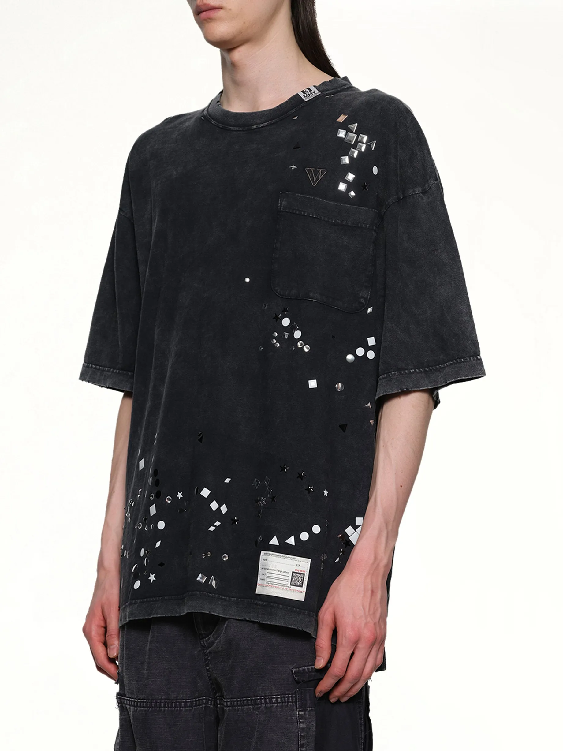 Embellished Bleached T-Shirt in Black sold by MARAIS product image thumbnail 3
