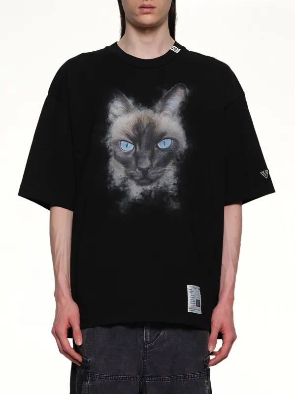 Cat Printed T-Shirt in Black sold by MARAIS