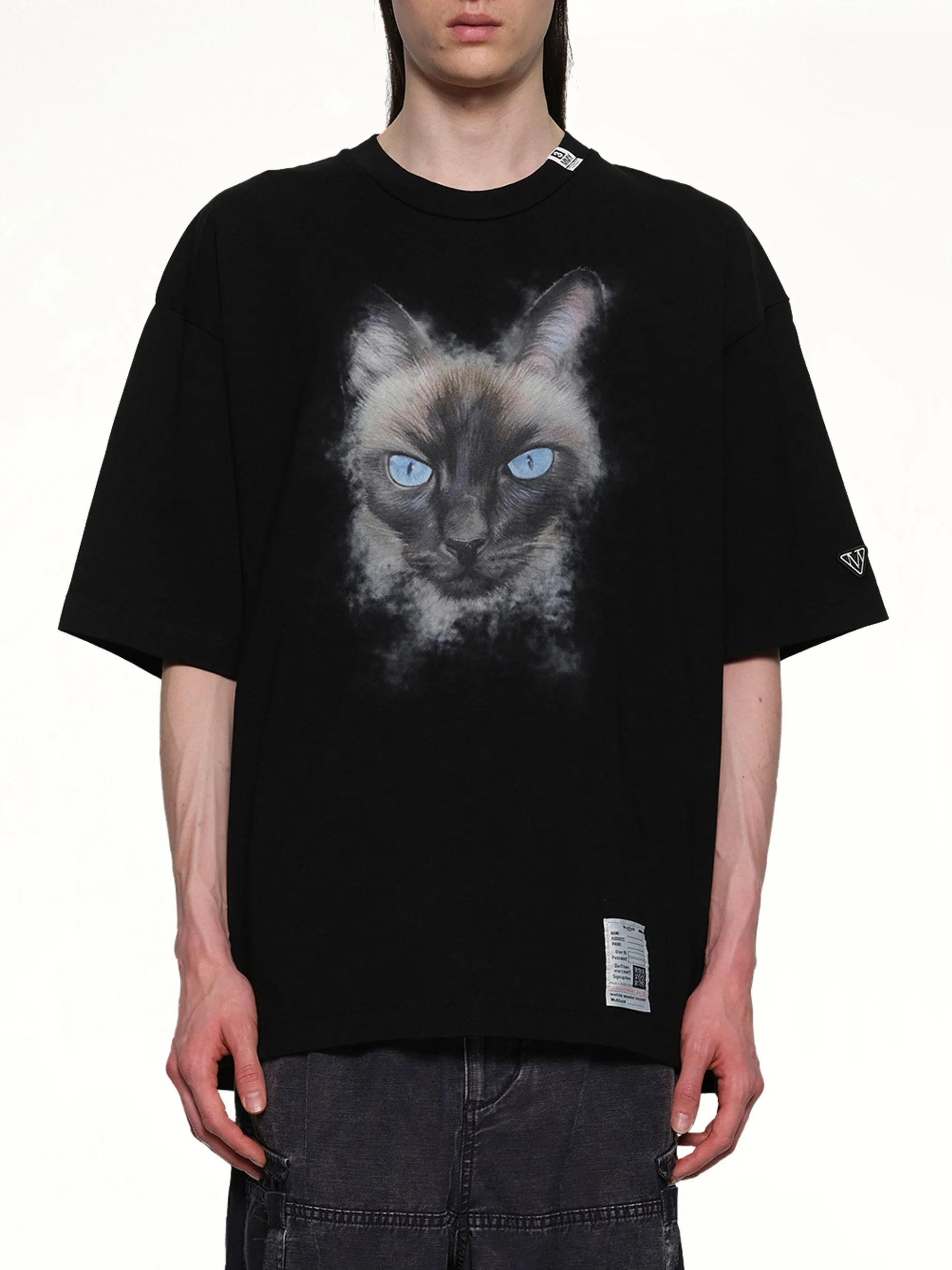 Cat Printed T-Shirt in Black sold by MARAIS