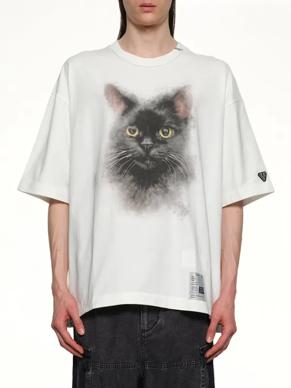 Cat Printed T-Shirt in White sold by MARAIS