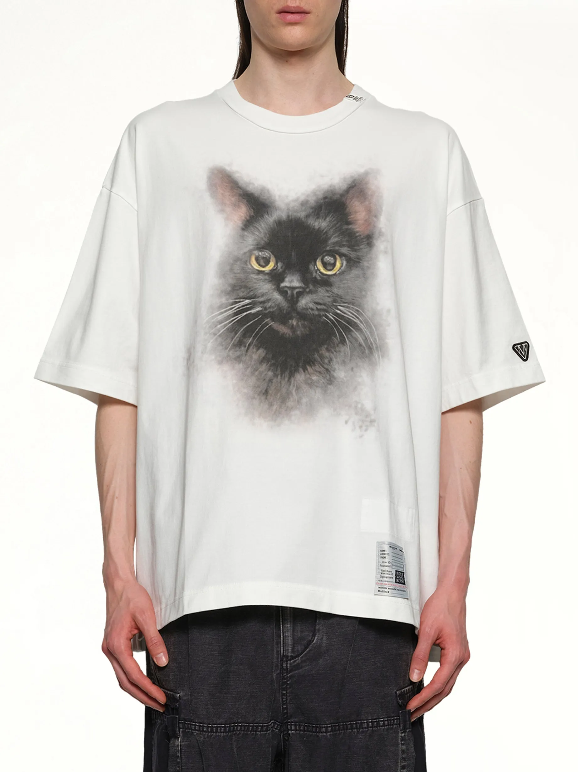 Cat Printed T-Shirt in White sold by MARAIS