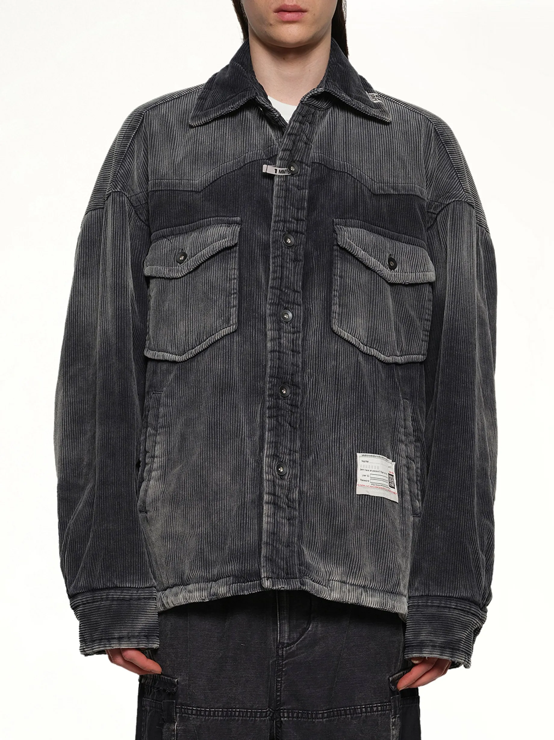 Puffer Corduroy Shirt in Black sold by MARAIS