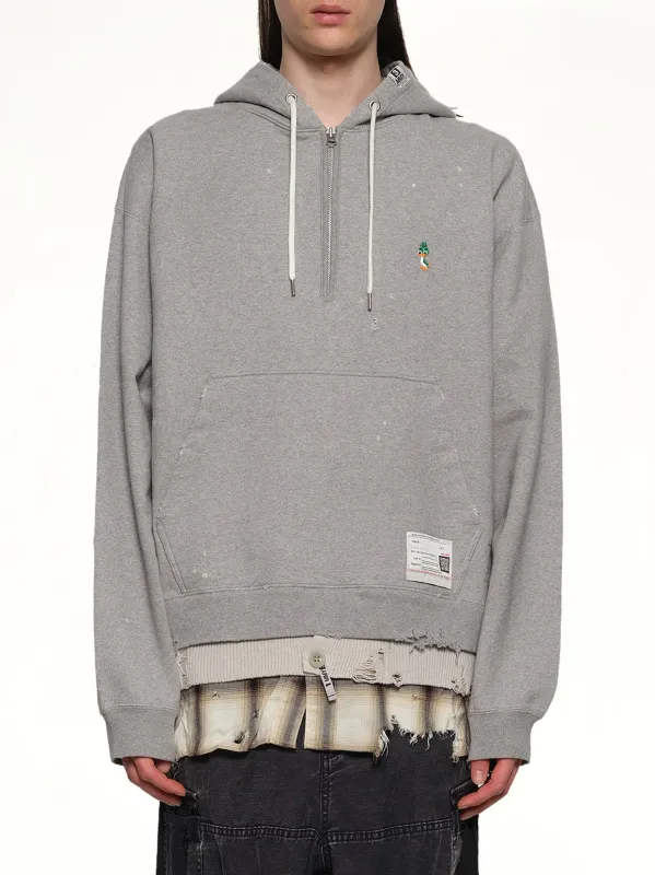 Triple Layered Half Zip Hoodie in Gray made by Maison MIHARA YASUHIRO