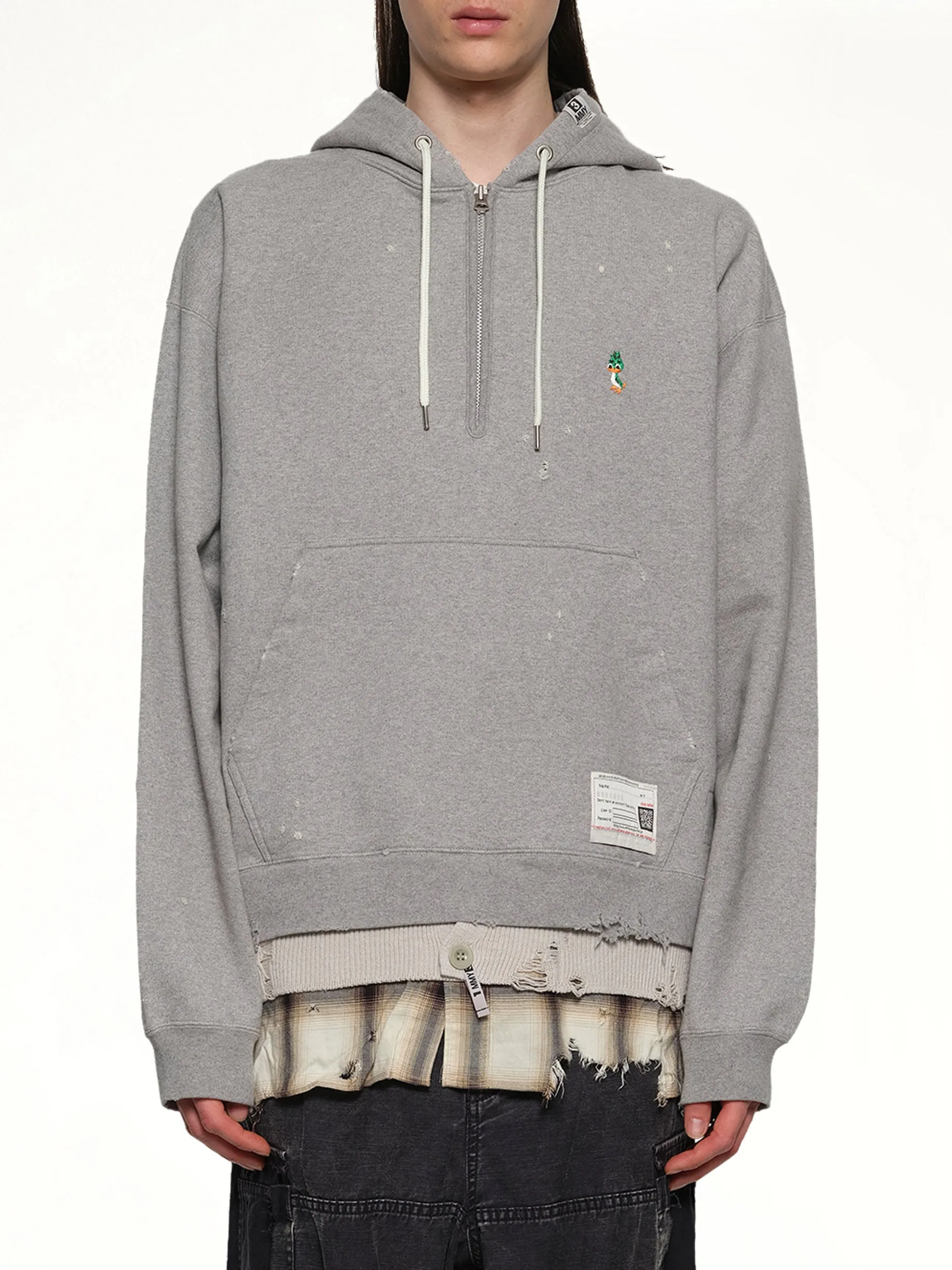 Triple Layered Half Zip Hoodie in Gray sold by MARAIS