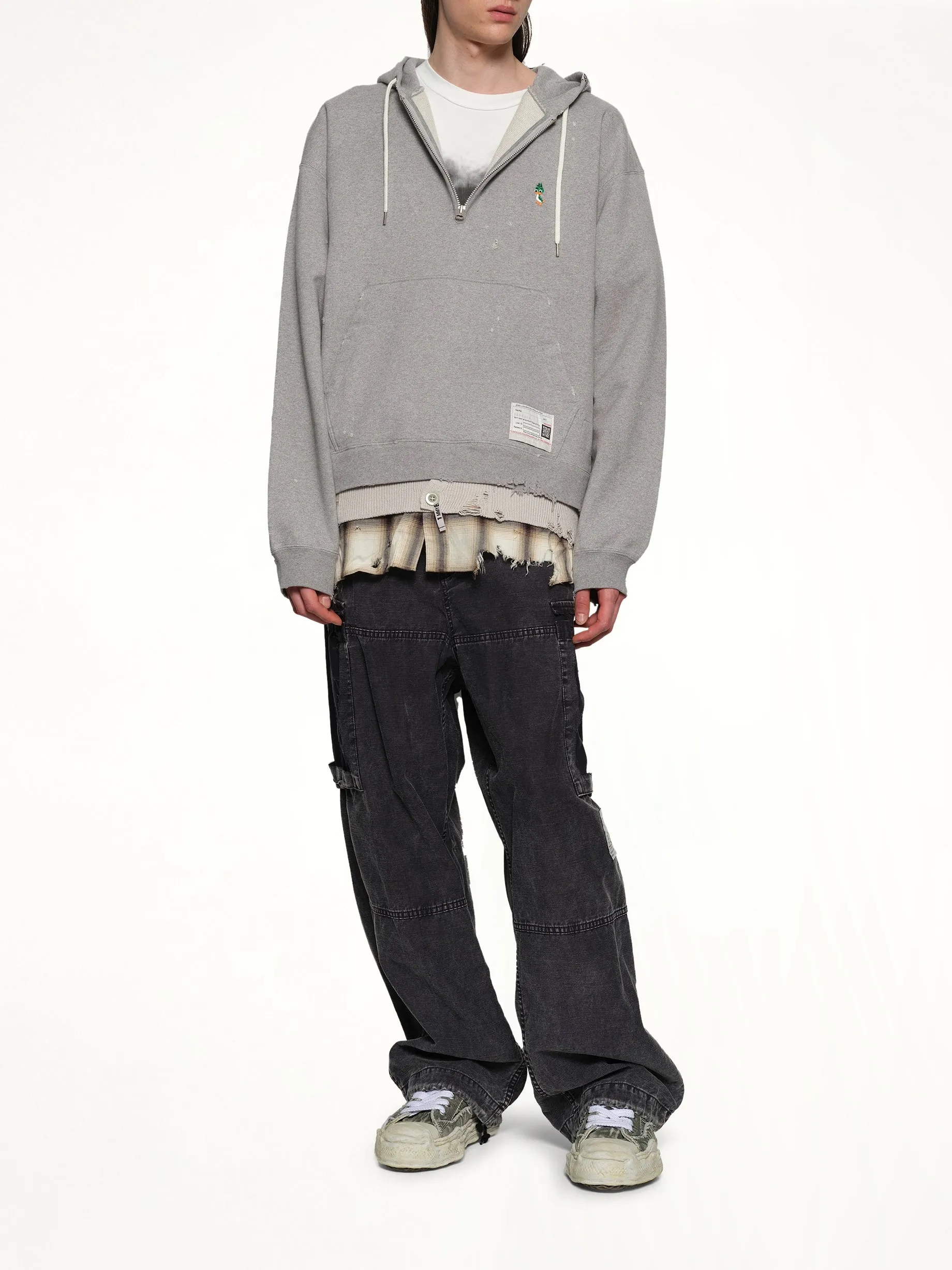 Triple Layered Half Zip Hoodie in Gray sold by MARAIS product image thumbnail 4