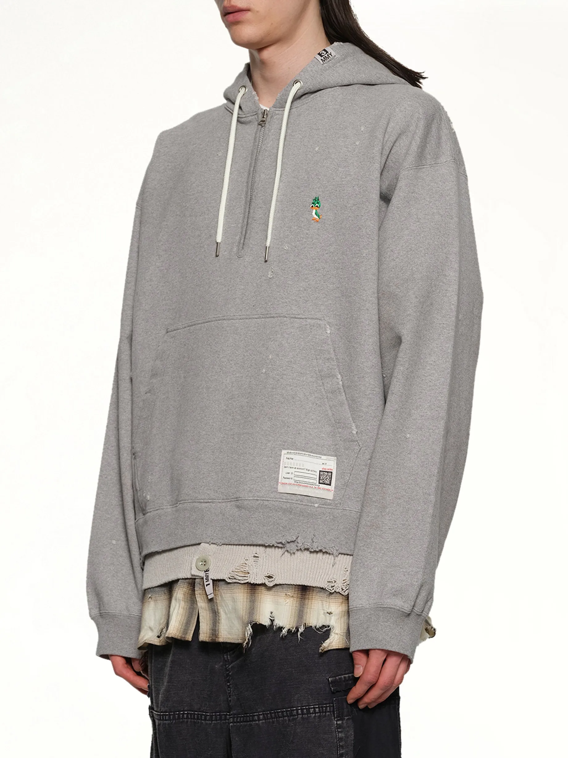 Triple Layered Half Zip Hoodie in Gray sold by MARAIS product image thumbnail 3