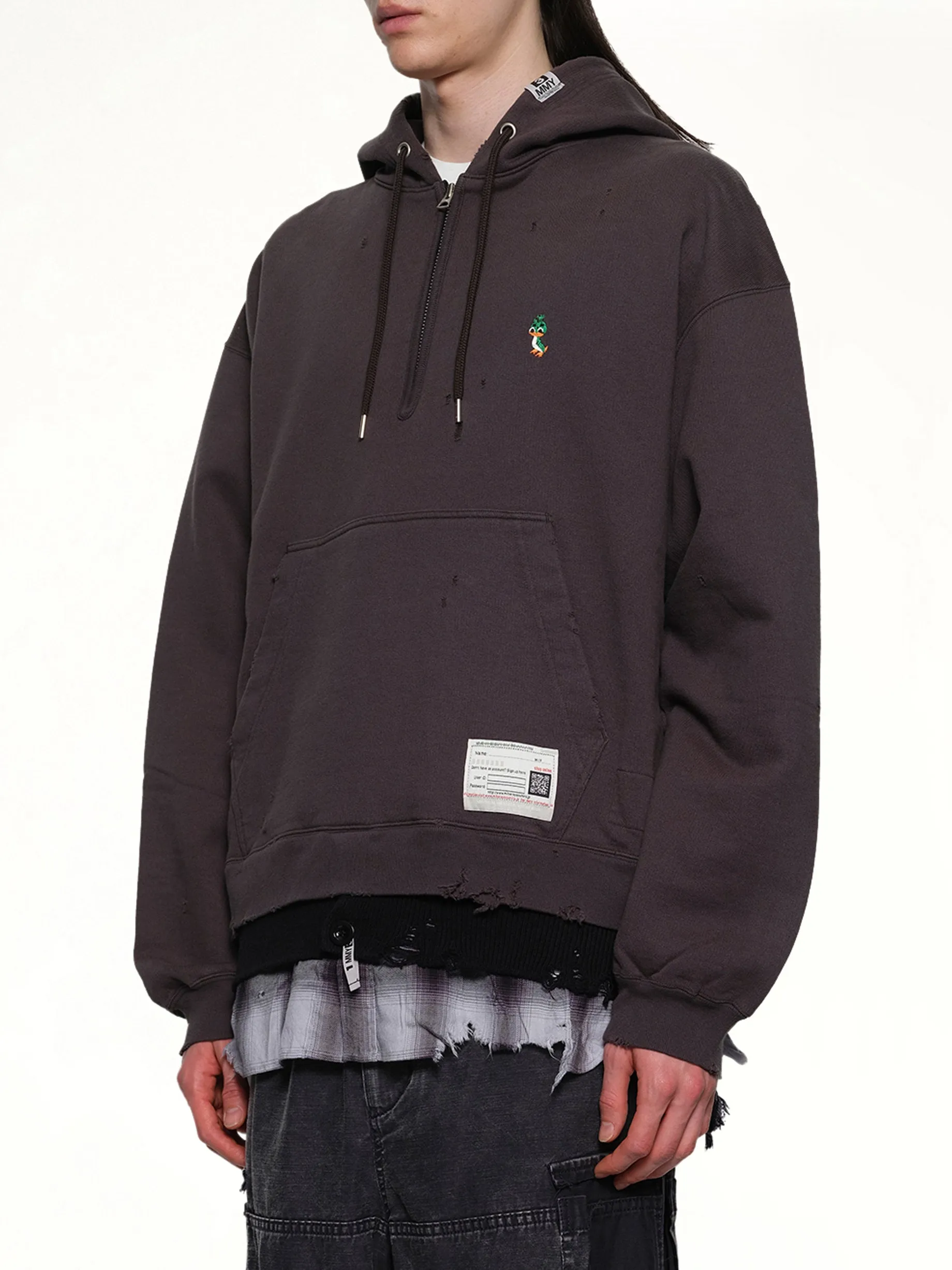 Triple Layered Half Zip Hoodie in Black sold by MARAIS product image thumbnail 3
