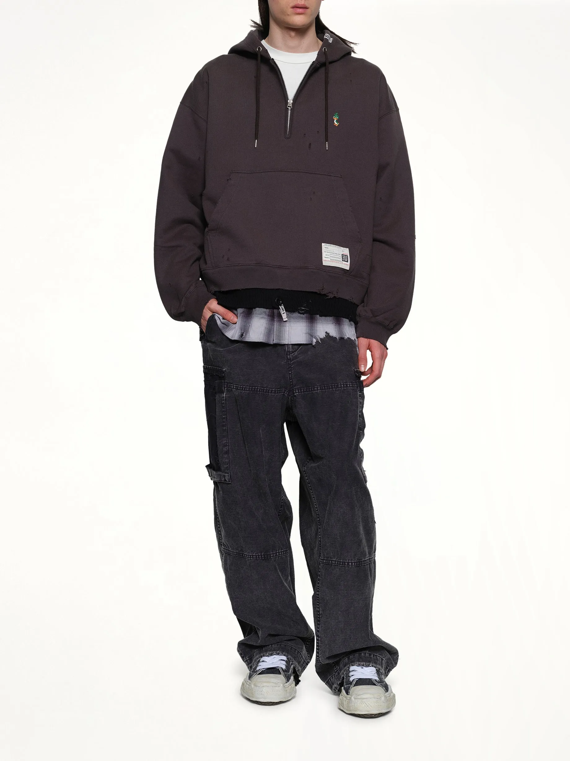 Triple Layered Half Zip Hoodie in Black sold by MARAIS product image thumbnail 4