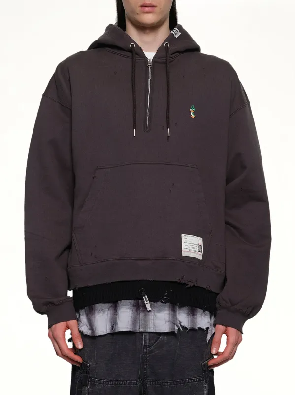 Triple Layered Half Zip Hoodie in Black sold by MARAIS