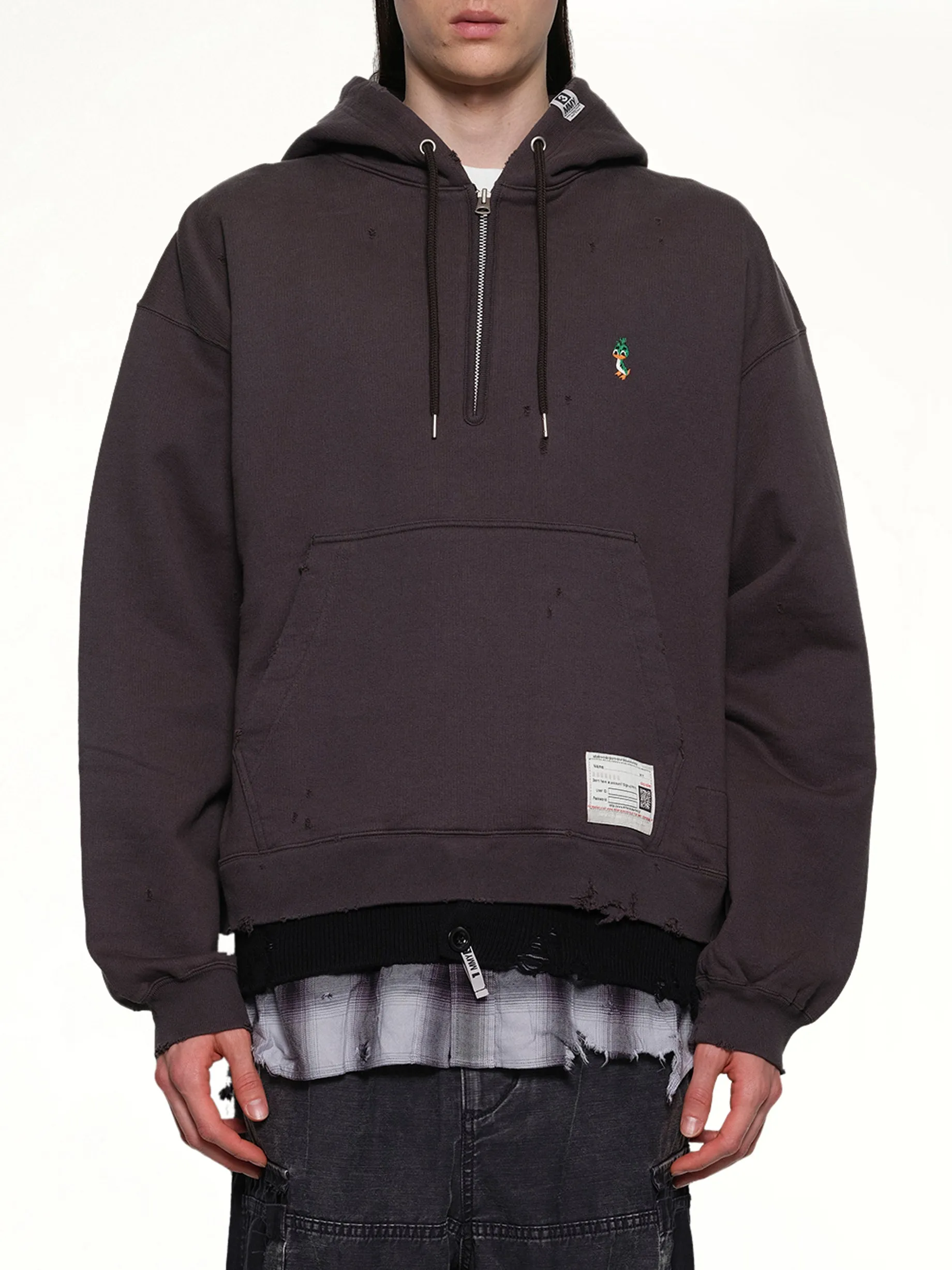 Triple Layered Half Zip Hoodie in Black sold by MARAIS