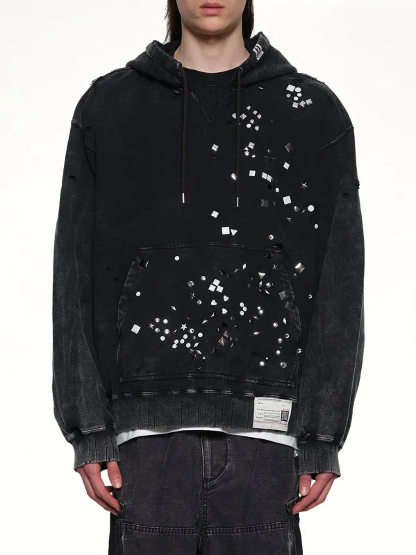 Embellished Bleached Hoodie in Black made by Maison MIHARA YASUHIRO