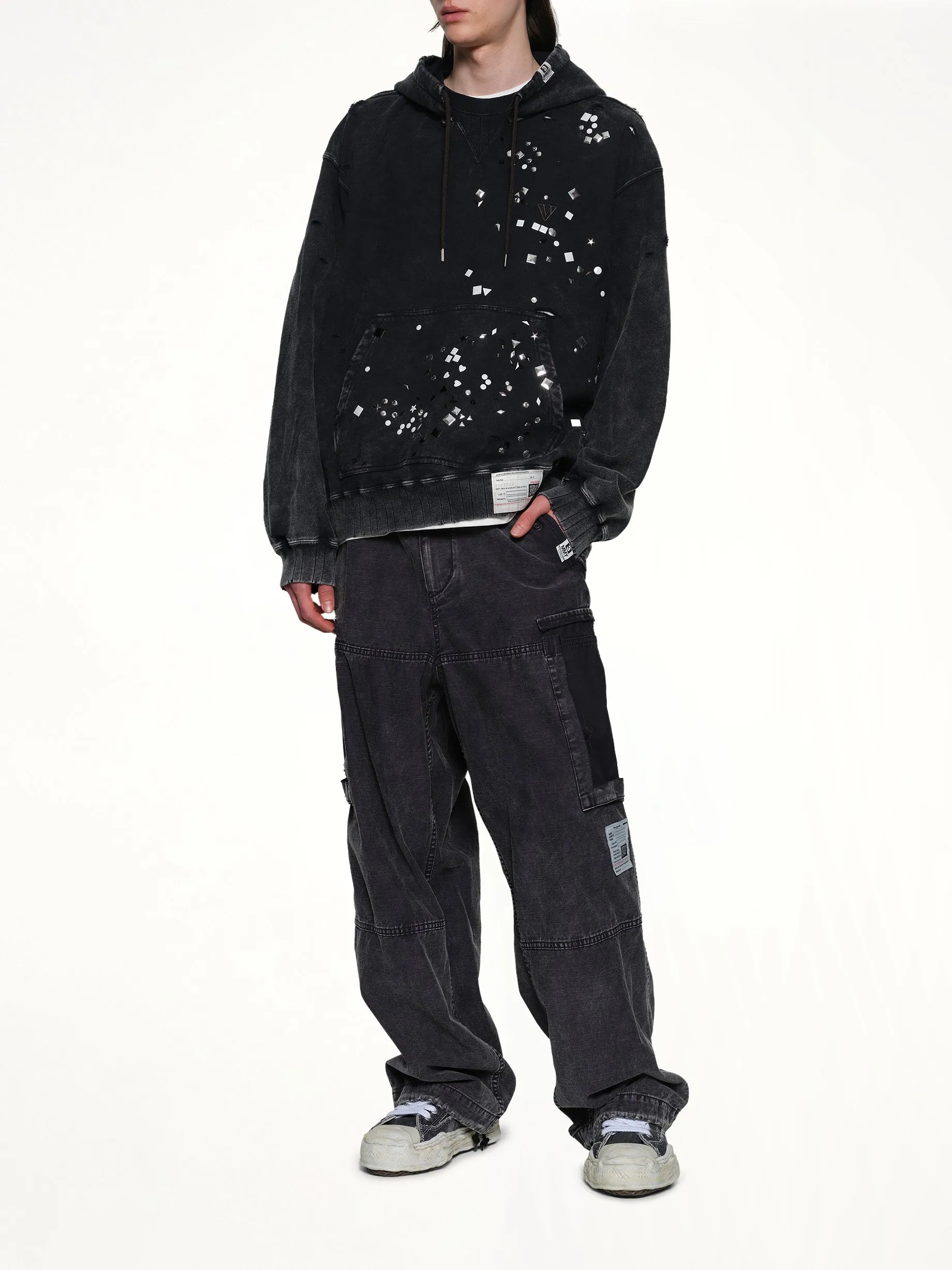 Embellished Bleached Hoodie in Black sold by MARAIS product image thumbnail 4