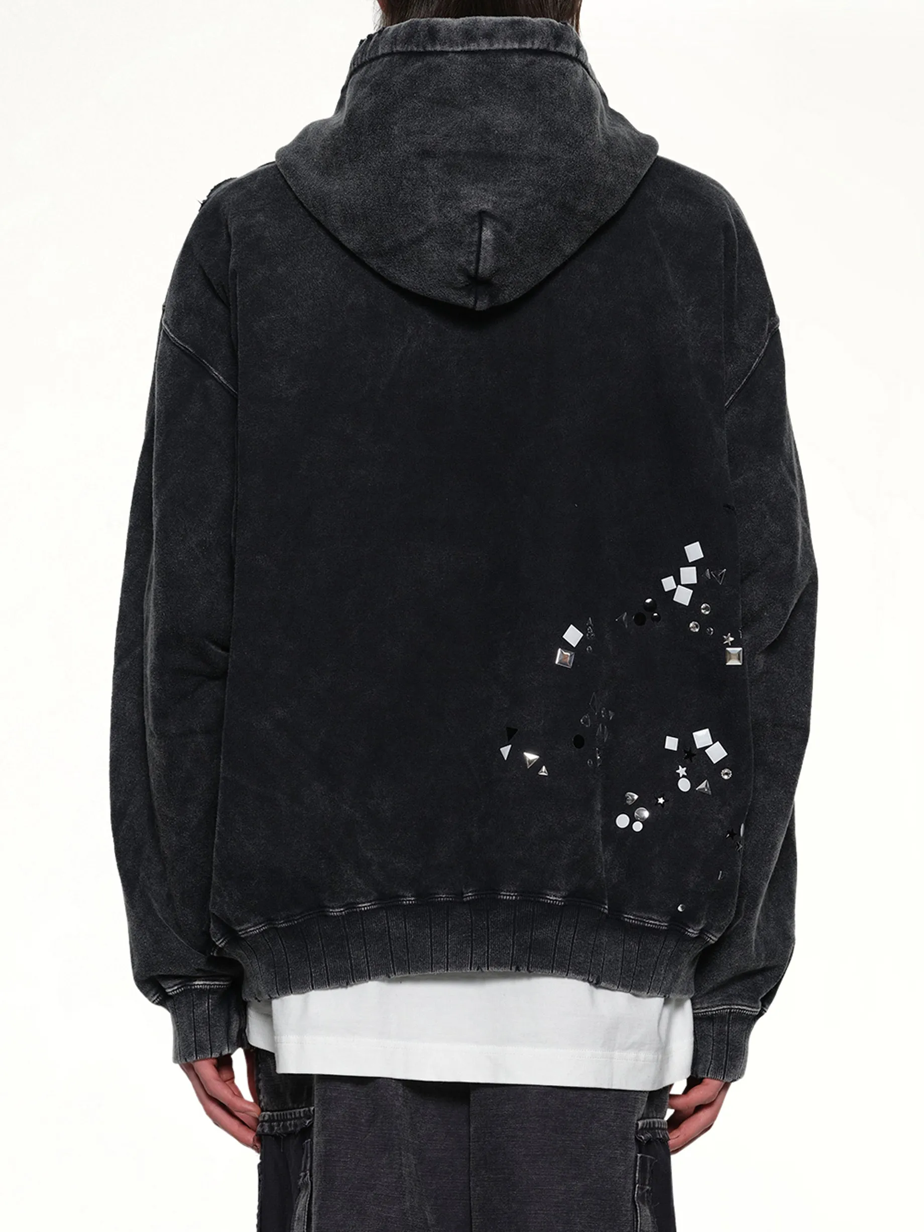 Embellished Bleached Hoodie in Black sold by MARAIS product image thumbnail 5