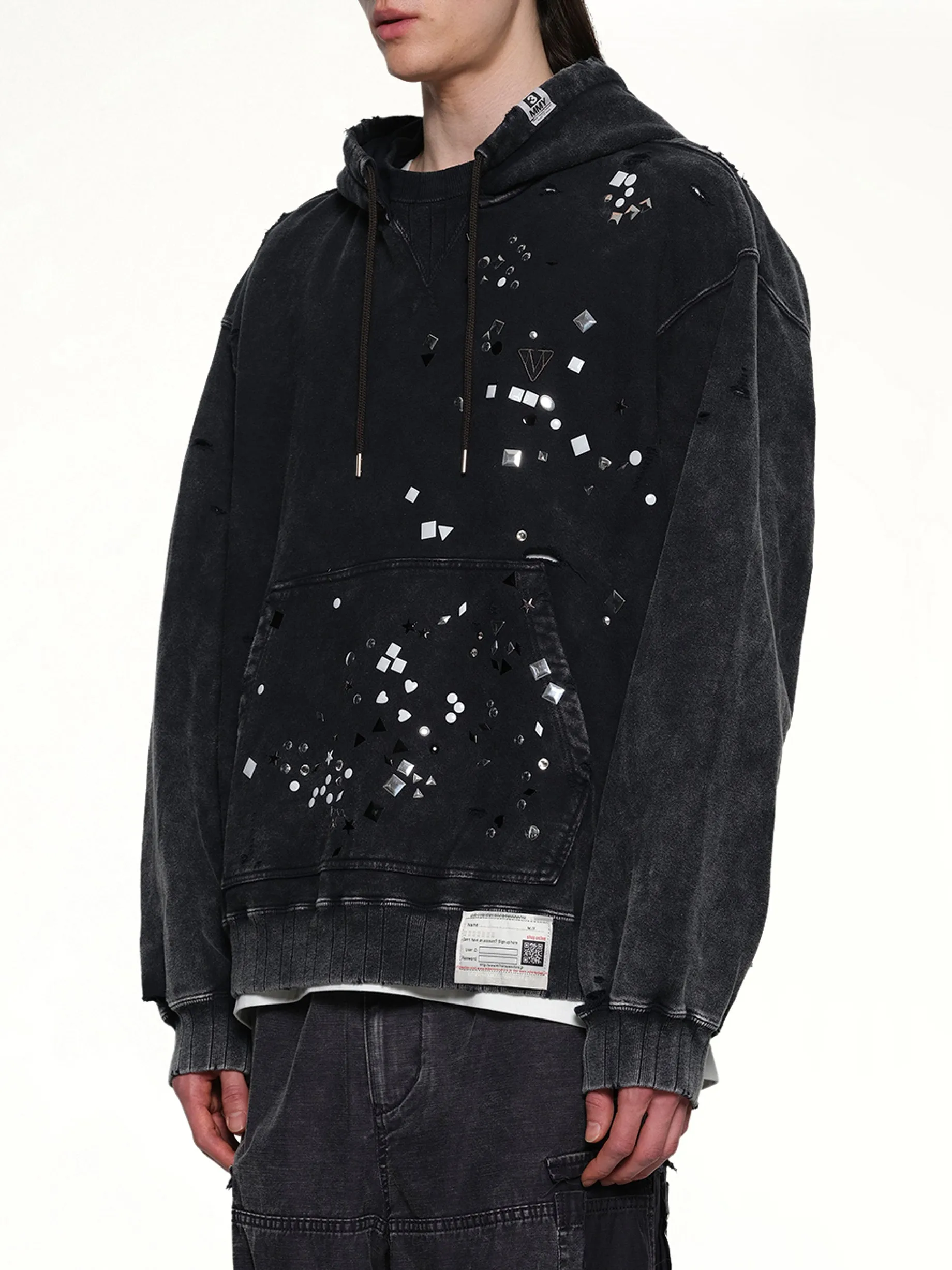 Embellished Bleached Hoodie in Black sold by MARAIS product image thumbnail 3