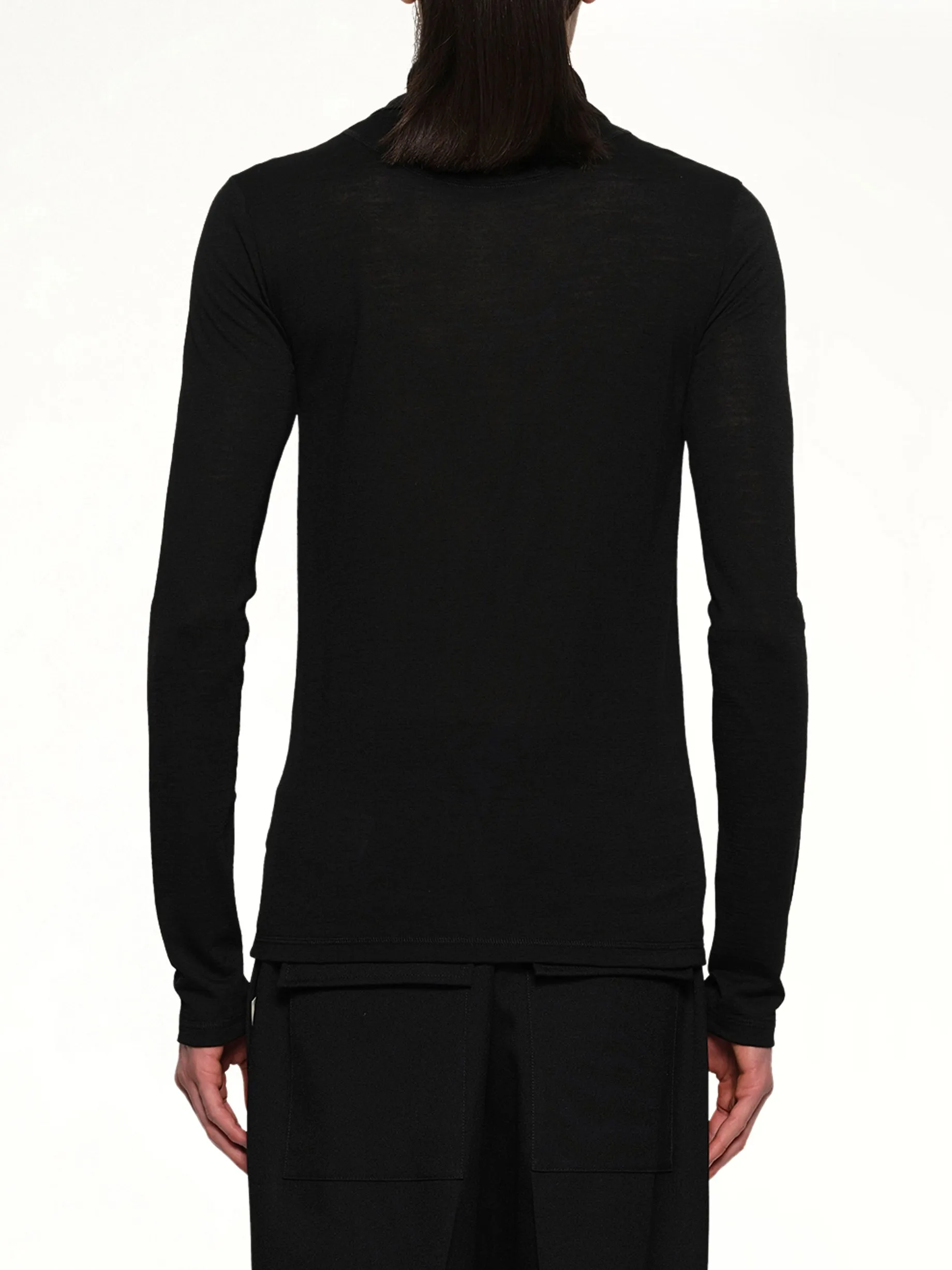 Zip Up High Neck Long Sleeve T-Shirt in Black sold by MARAIS product image thumbnail 5