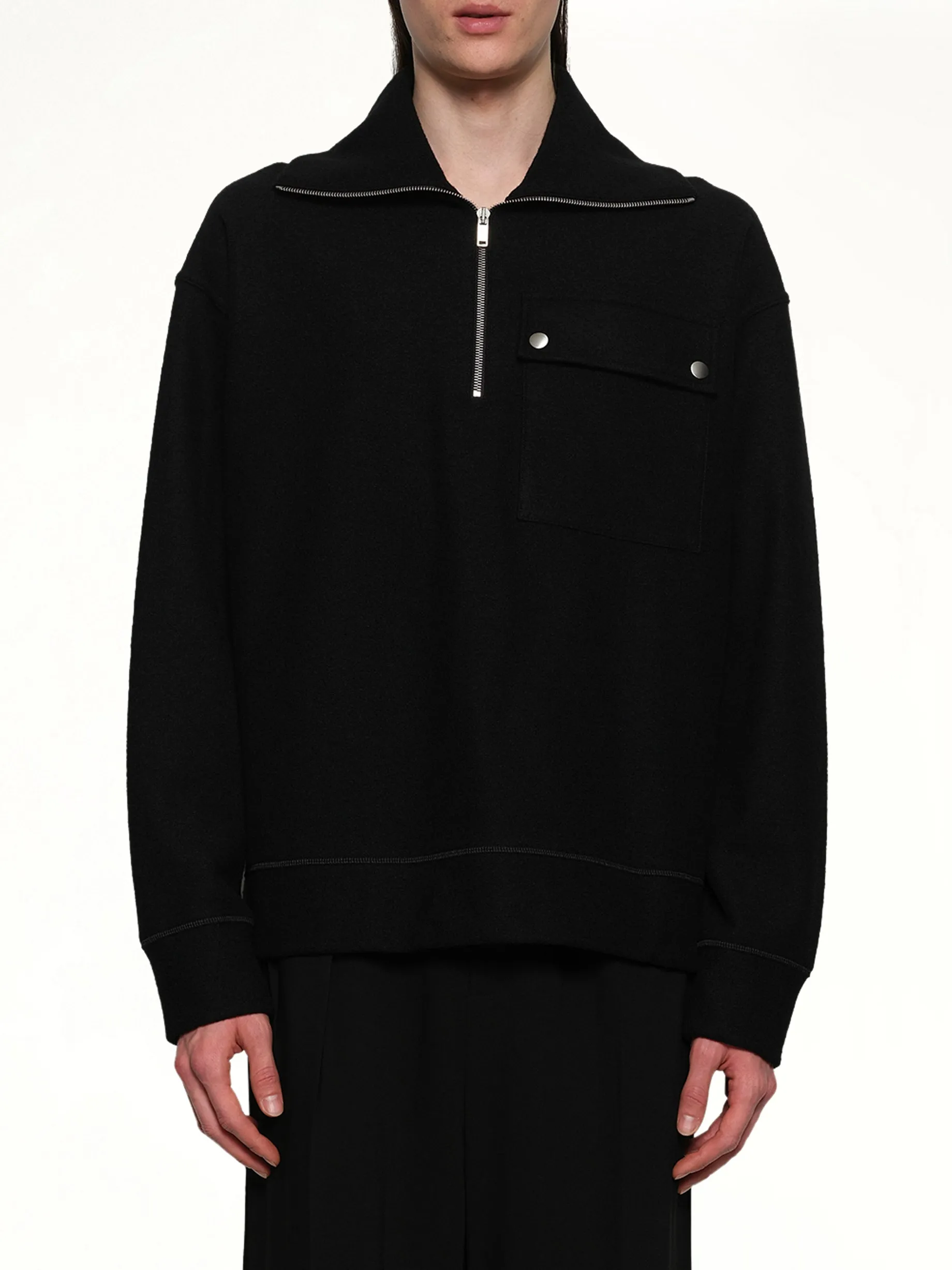 Sweatshirt Polo Collar in Black sold by MARAIS