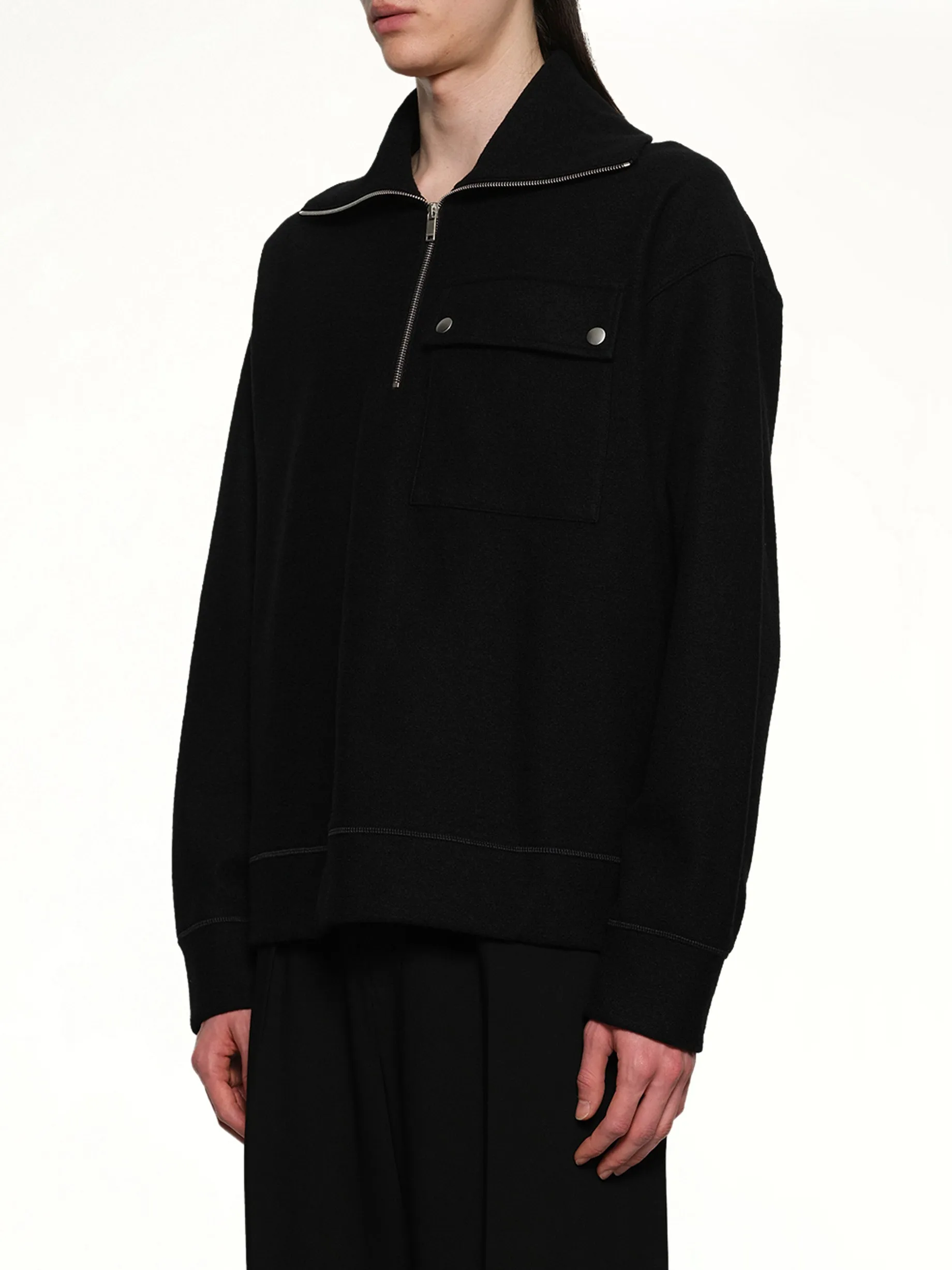 Sweatshirt Polo Collar in Black sold by MARAIS product image thumbnail 3
